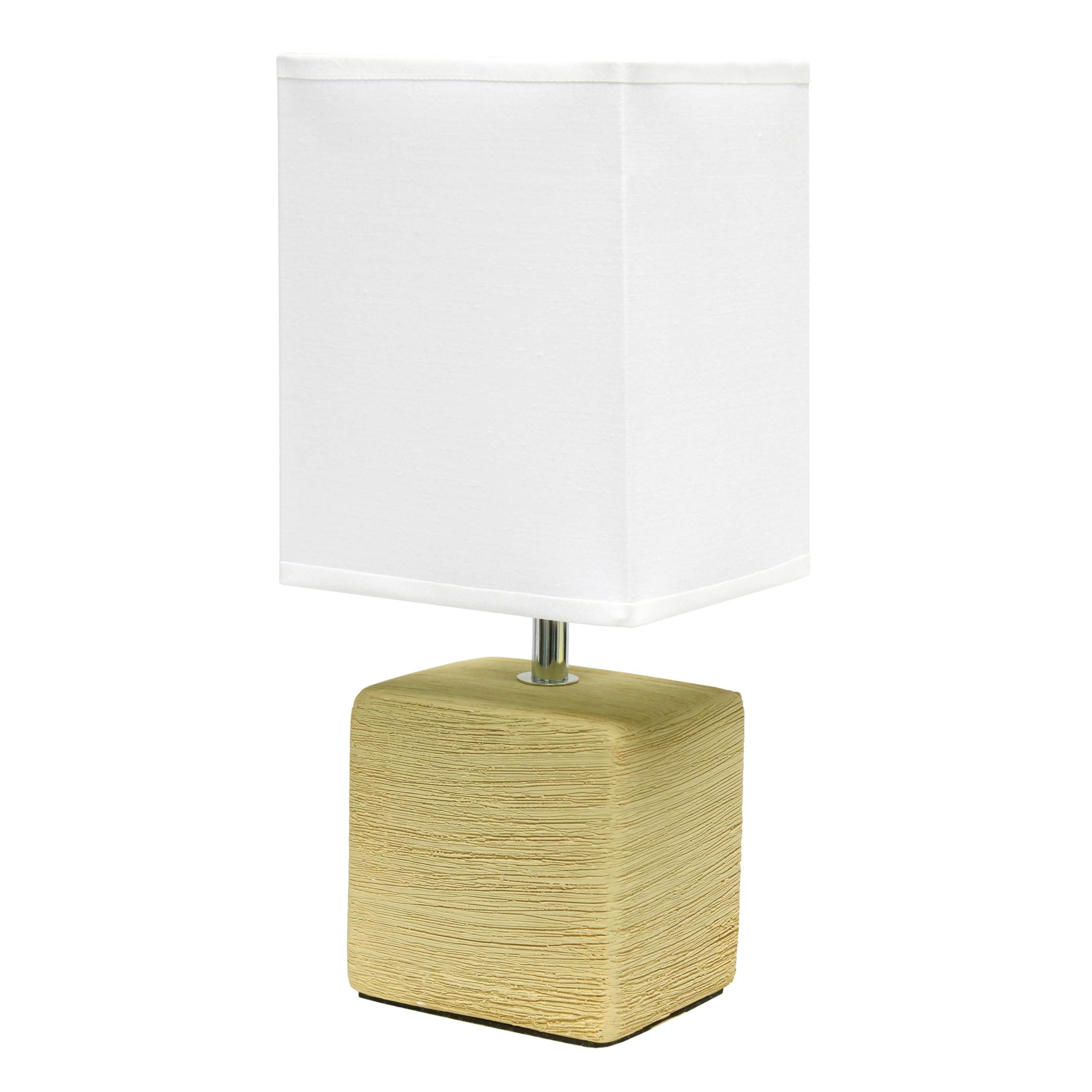 Simple Designs LT1218-BGE 11 81 Mini Cube Faux Stone Ceramic Table Lamp for Living Room Bedroom Office Beige