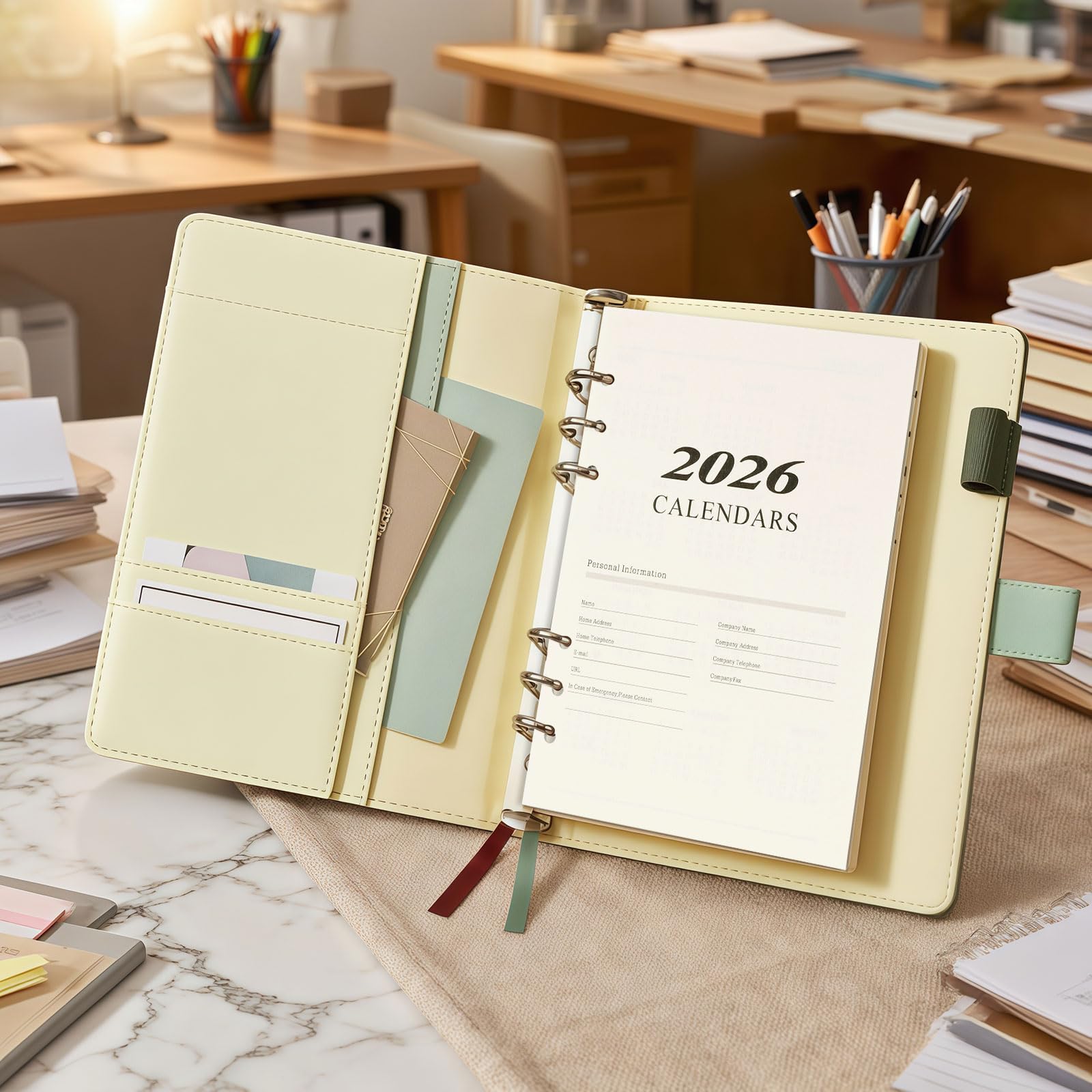 Agenda Semainier 2026 A5 6 Trous Recharge 176 Feuilles Organiseur Janvier à Décembre 2026 Papier 139 x 206 mm