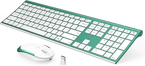Miniatura 8 de Vssoplor - Teclado y mouse inalámbricos, 2.4 GHz, recargable, silencioso, de tamaño completo, combo con receptor Nano USB para Windows, laptop, PC