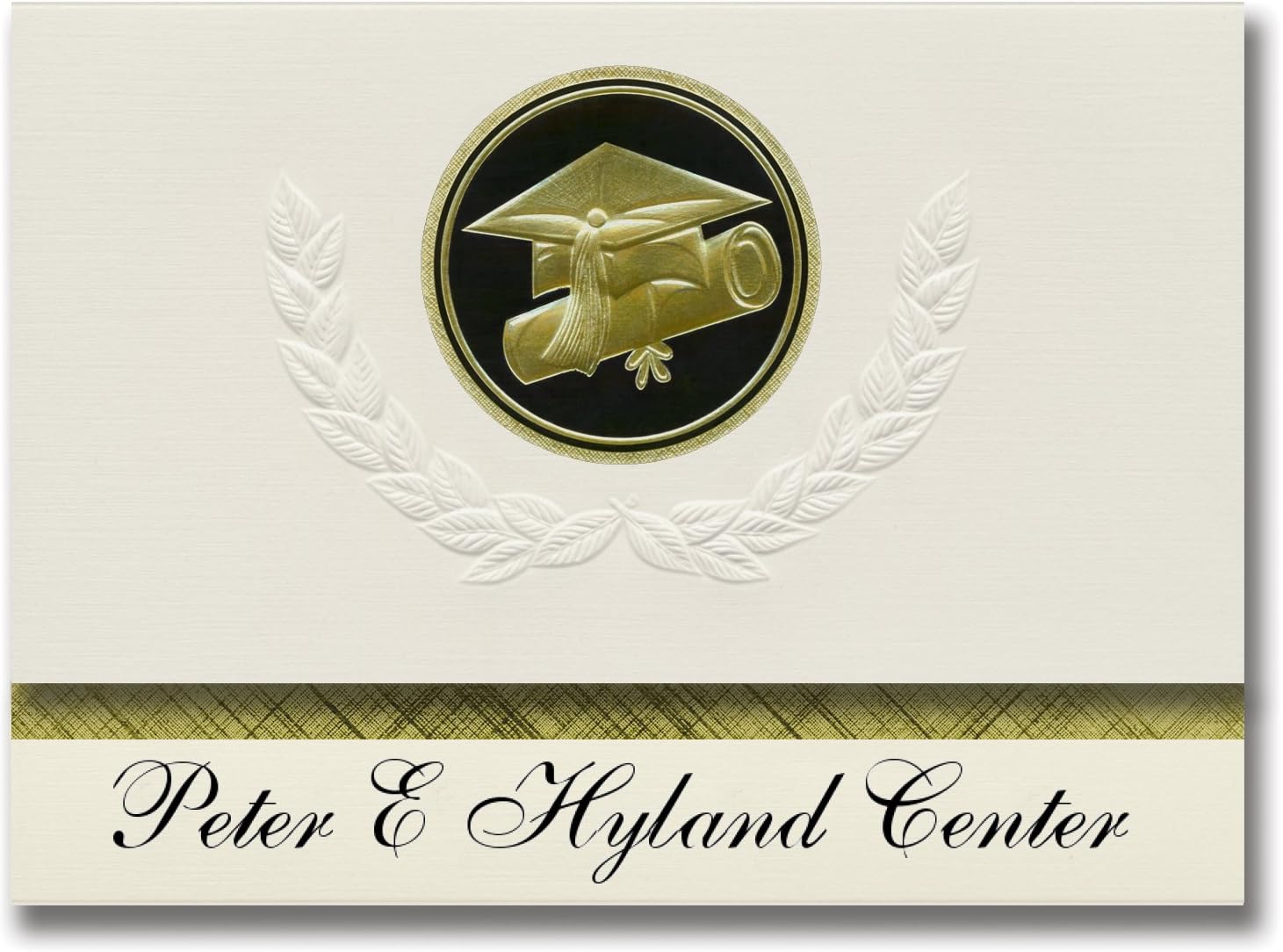 Signature Announcements Peter E Hyland Center (Baytown, TX) Graduation Announcements, Presidential Style, Elite Package of 25 Cap & Diploma Seal Black & Gold