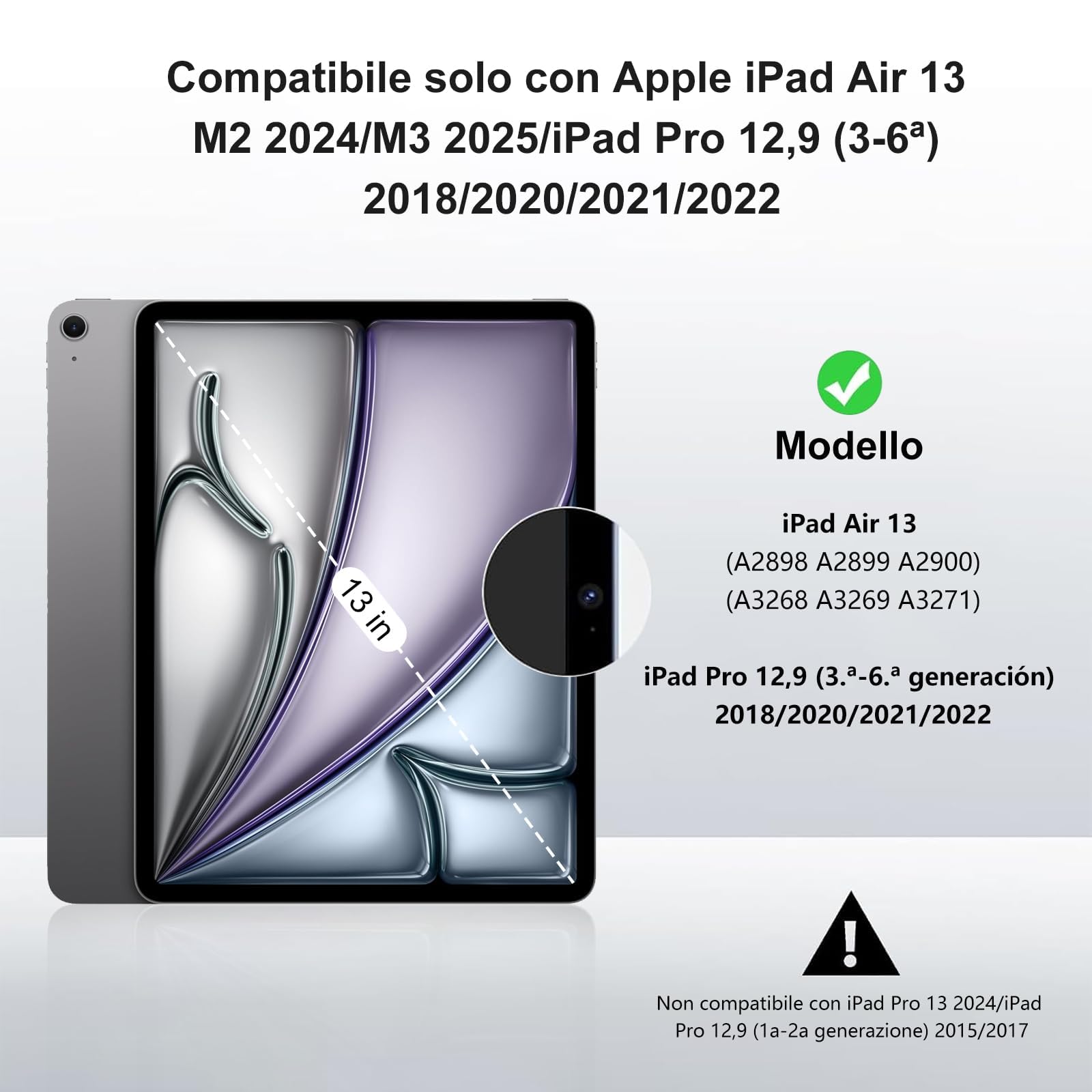 Tastiera per iPad Air 13 M4 2026/M3 2025/M2 2024/iPad Pro 12.9 3-6 Gen