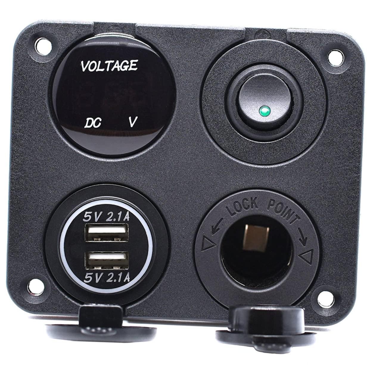 UPKOCH 3 Pezzi 4 1 Pannello Presa Caricabatteria Auto Usb Doppio 4 Funzione Led Voltmetro 12-24v Presa Voltmetro Usb Facile Da Installare Per Camper Camion