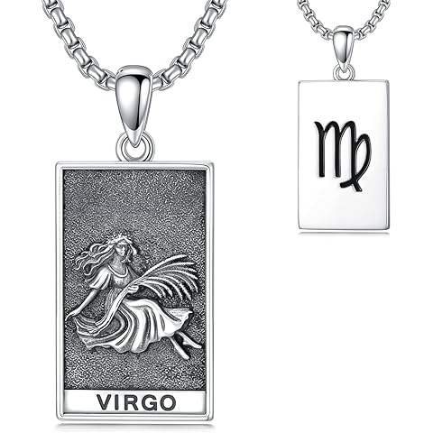 ROMANTICWORK Zodiac Necklace 925 Sterling Silver 12 Constellation Pendant Astrology Horoscope Necklace Zodiac Sign Jewelry for Men Women Birthday Gifts