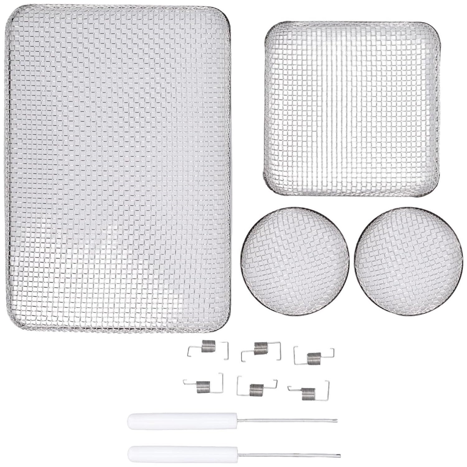 THE WHITE SHOP RV Furnace Vent Screen, RV Bugs Screen, Stainless Steel Mesh Screens，Flying Insect Cover Camper Heater Exhaust Vents with Spring Fastener & Installation Too，Stainless Steel Vent Cover S