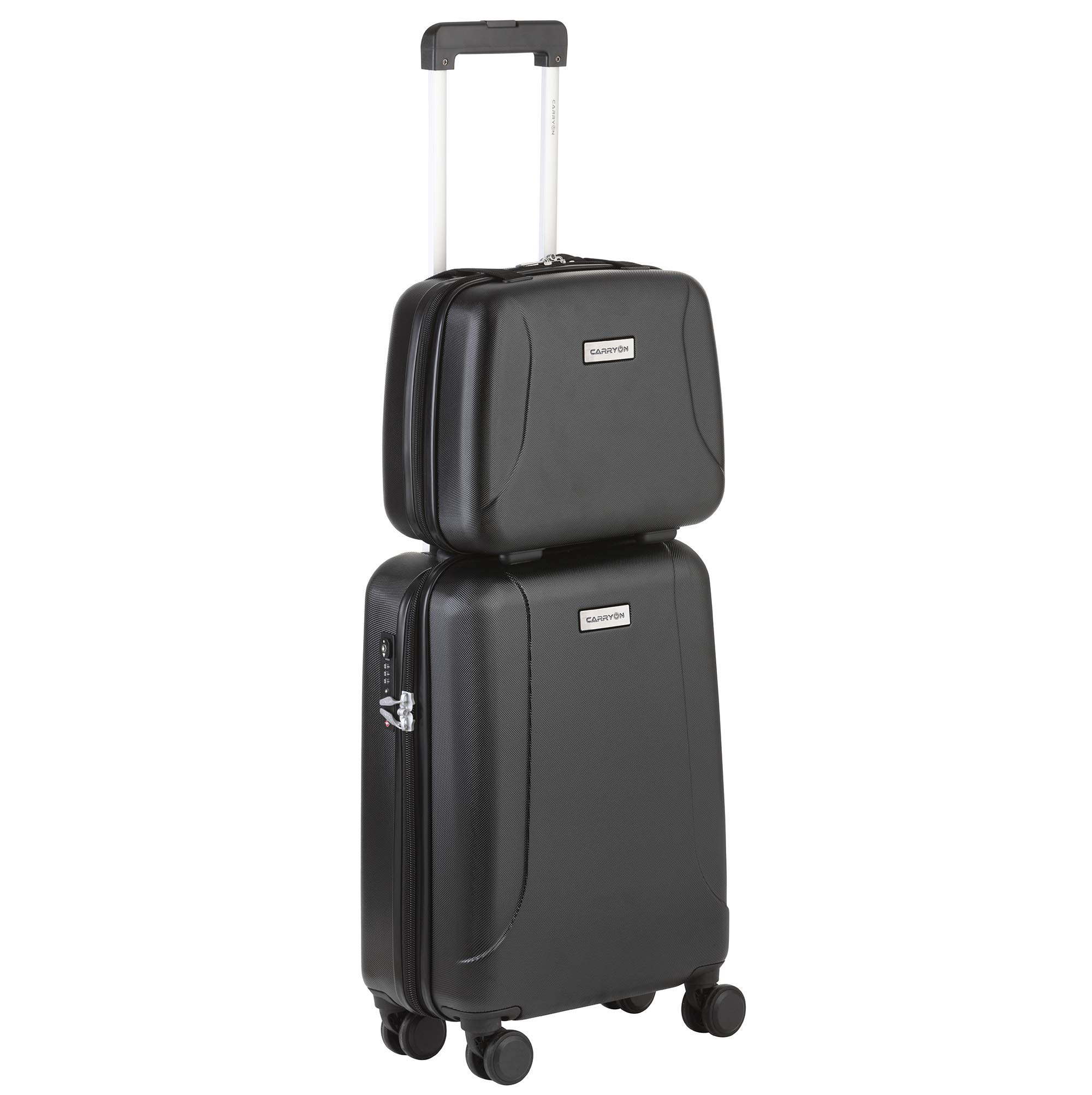 CarryOn Skyhopper kosmetyczka i Bagaż podręczny walizka 55 cm (Czarny, Walizka + kosmetyczka)