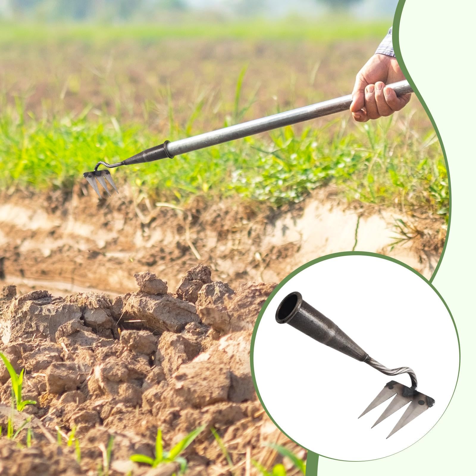 MagiDeal Râteau Désherbeur, Outil de Désherbage, Rateau de Désherbage Berthaus, Rateau de Jardin Robuste en Acier au Manganèse, Râteau à Main pour Planter, Cultiver La Pelouse, sans Manche, 3 Dents