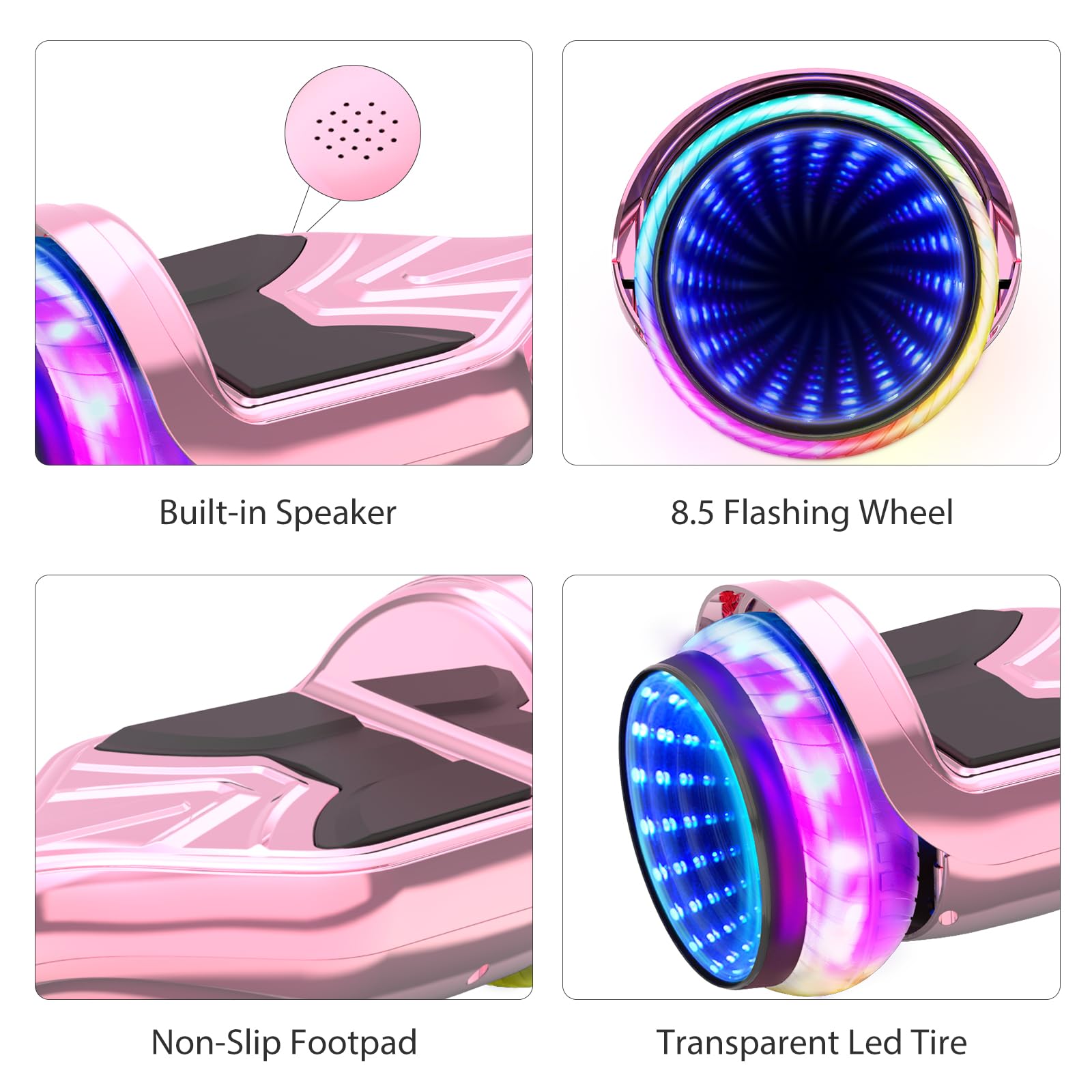 SISIGAD Offroad Hoverboard Kinder Adults mit Bluetooth-Lautsprechern 3D-LED-Licht, 6,5" Reifen Leistungsstarke große Batterie Hoverboard, verbesserte Sicherheit