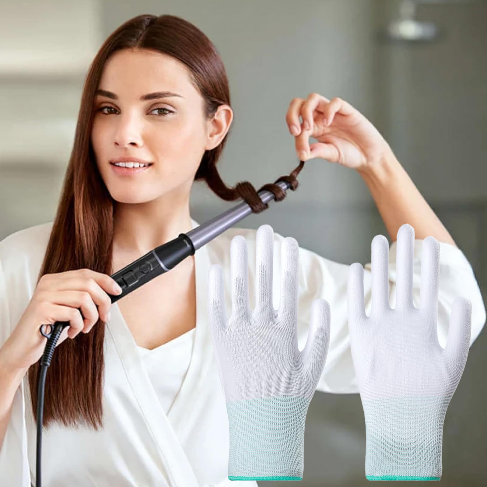 4paires Gants de Coiffure,Gant Thermiques avec Doigts en Silicone,Gants Contre la Chaleur de Protection,Gant Isolants pour Lisseurs,Bâtons Bouclés,pour Main Gauche,Droite