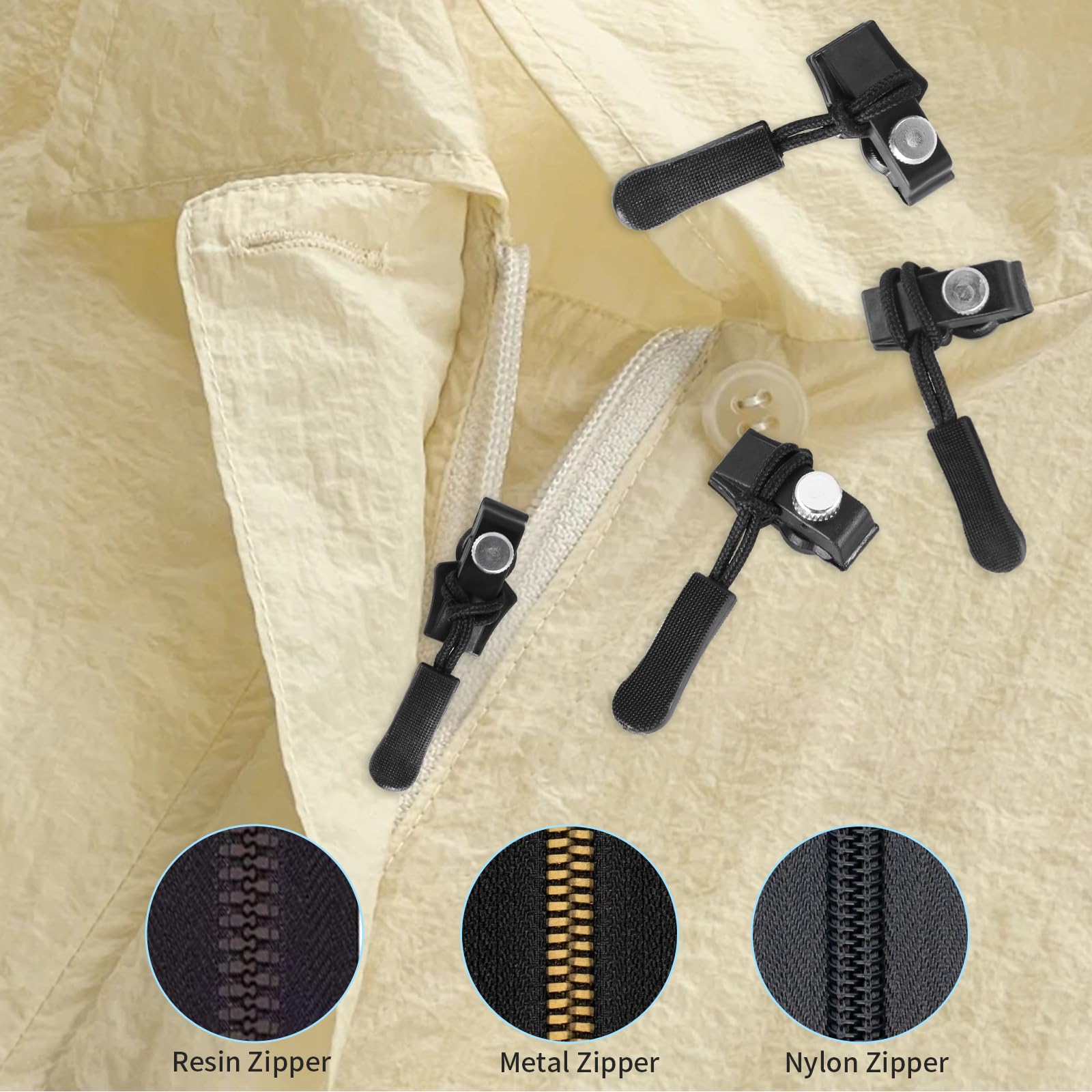Kit 12 Pezzi Cursori Per Cerniera In Metallo - Ripara Cerniere Lampo Di Vestiti, Borse E Zaini - Colori Nero E Argento (Misura N.5 Per Cerniere In Nylon)