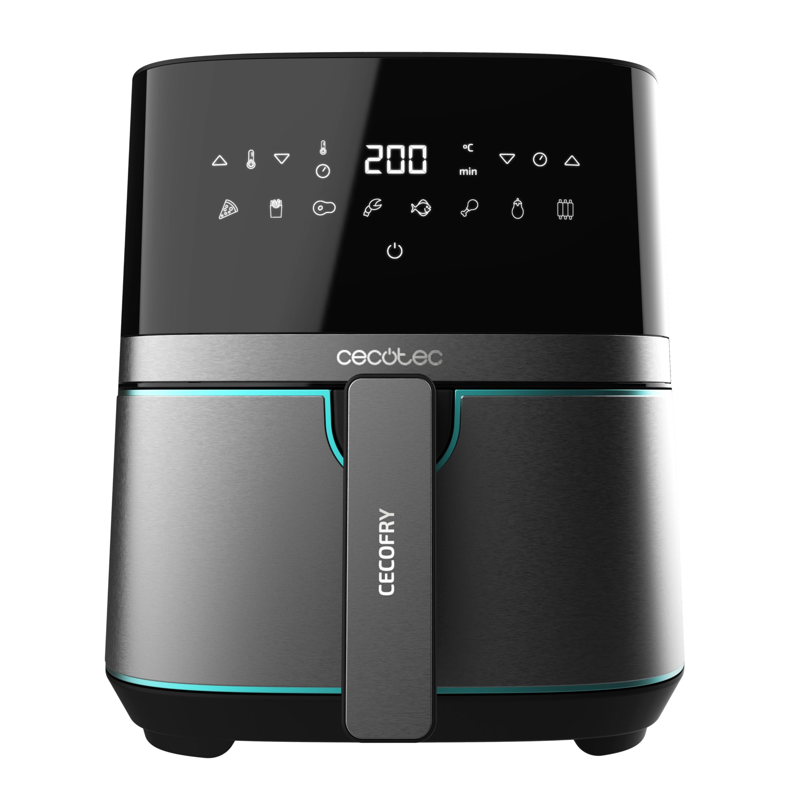 Cecotec Friggitrice ad Aria calda 5.5 L Cecofry Full InoxBlack Pro 5500, 1700 W, Compatta e Digitale, Friggitrice dietetica in Acciaio inox, senza Olio, Tecnologia PerfectCook, Termostato