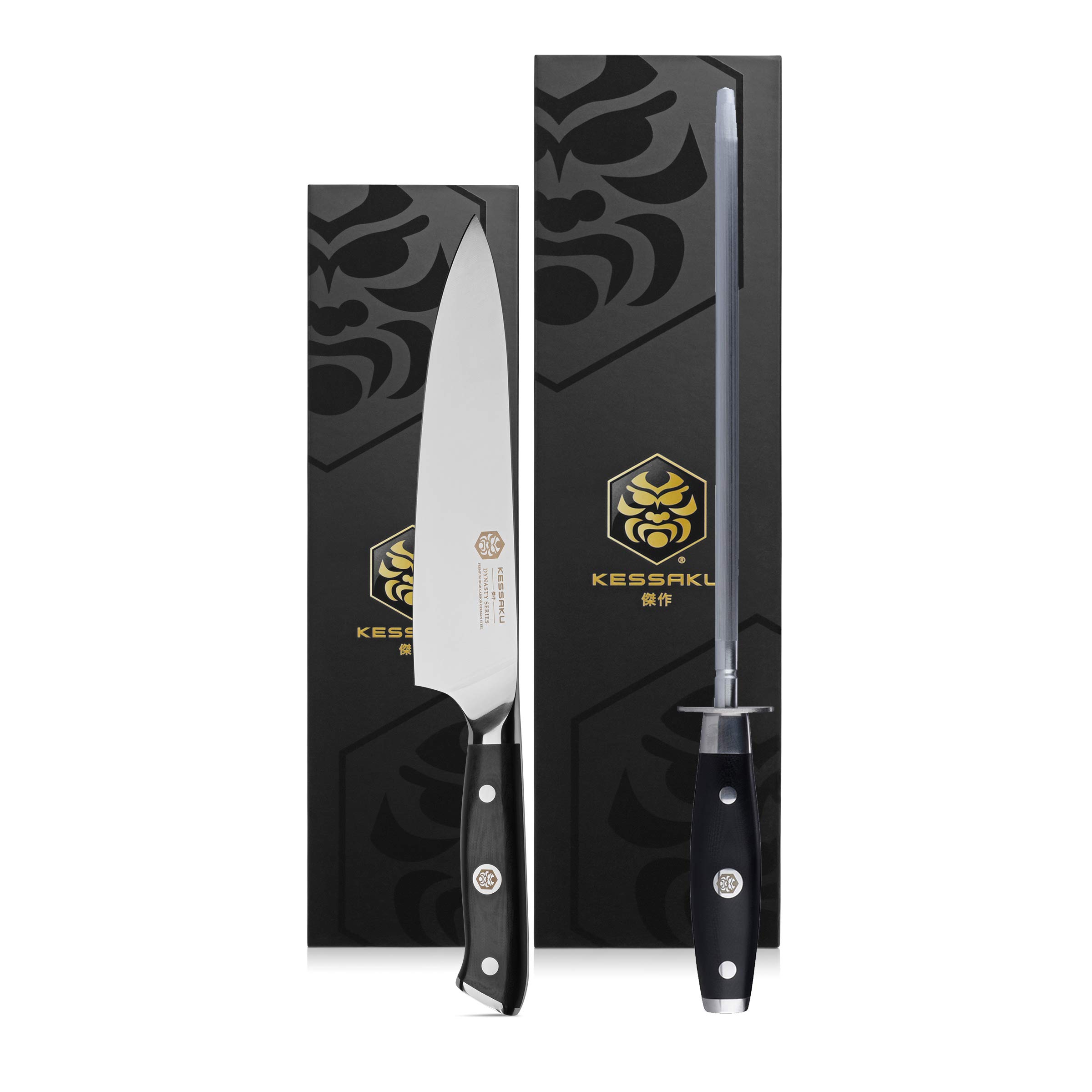 Buy Kessaku 8Inch Chef Knife & 10Inch Sharpening Honing Rod Set