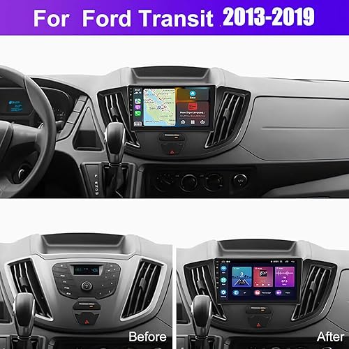 Miniatura 9 de Android 13.0 Doble DIN reproductor de radio estéreo para coche para Ford Transit 2013-2019 9 pulgadas HD pantalla táctil receptor de audio para