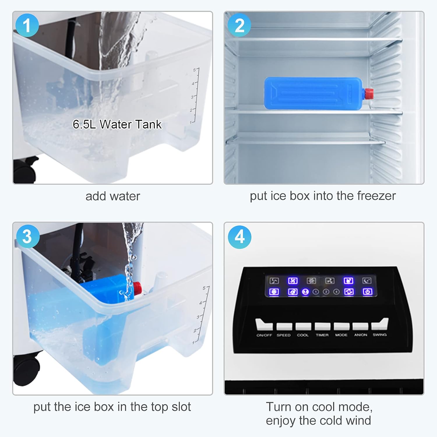 SIMOE Swamp Cooler with Remote Control, Portable Evaporative Air Cooler with 3 Modes, 3 Speeds, 7.5-H Timer, 2 Ice Boxes, 3-in-1 Air Cooler Fan for Bedroom Home Office Dorms