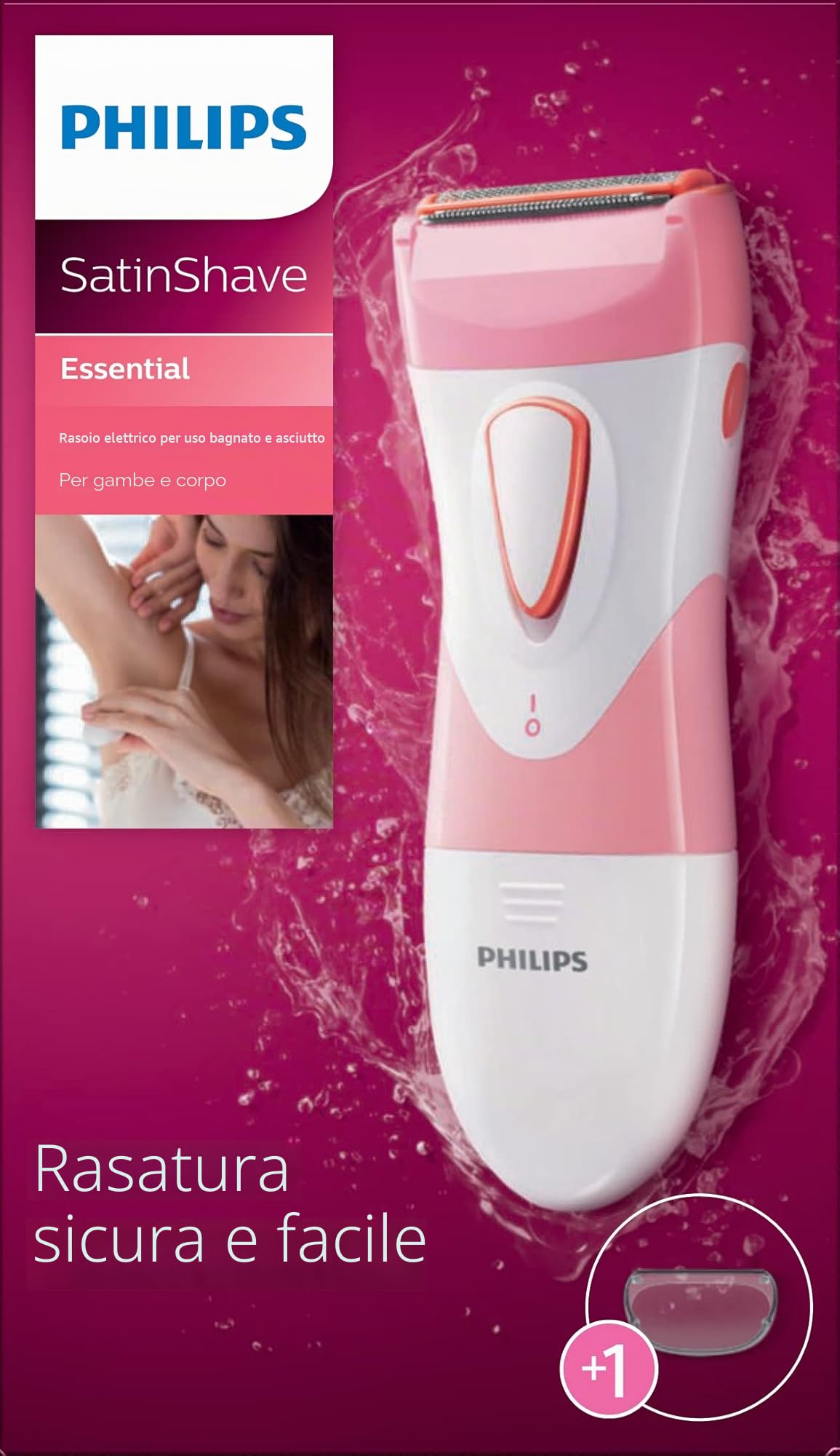 Philips SatinShave Essential Women s Electric Shaver for Legs, Cordless (HP6306)
