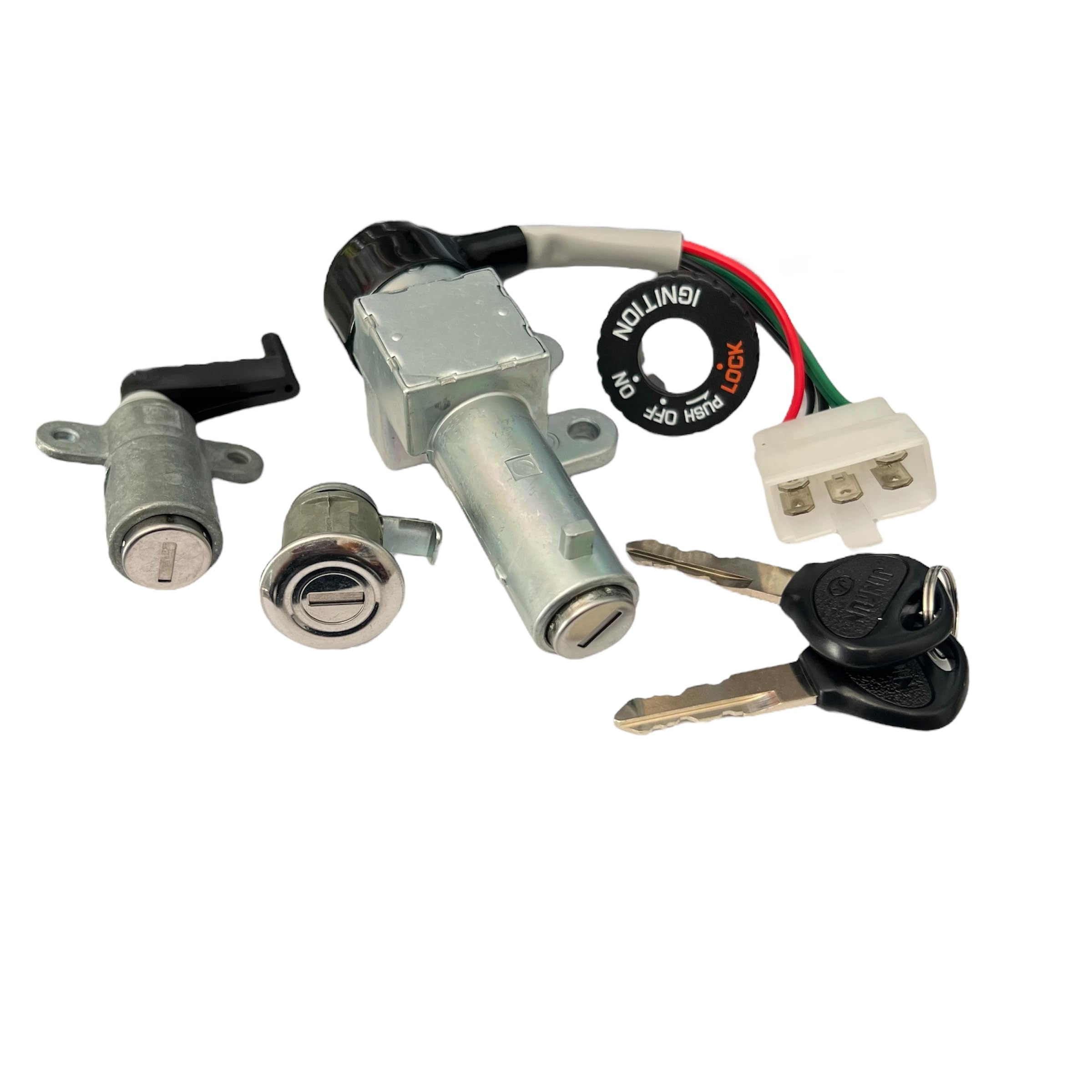 Kit 3 Pz Blocchetto Chiavi Avviamento Sella Bauletto per Scooter Compatibile con Kymco People 50 125 150 Cc Eu2 Eu3 anni 1999-2011