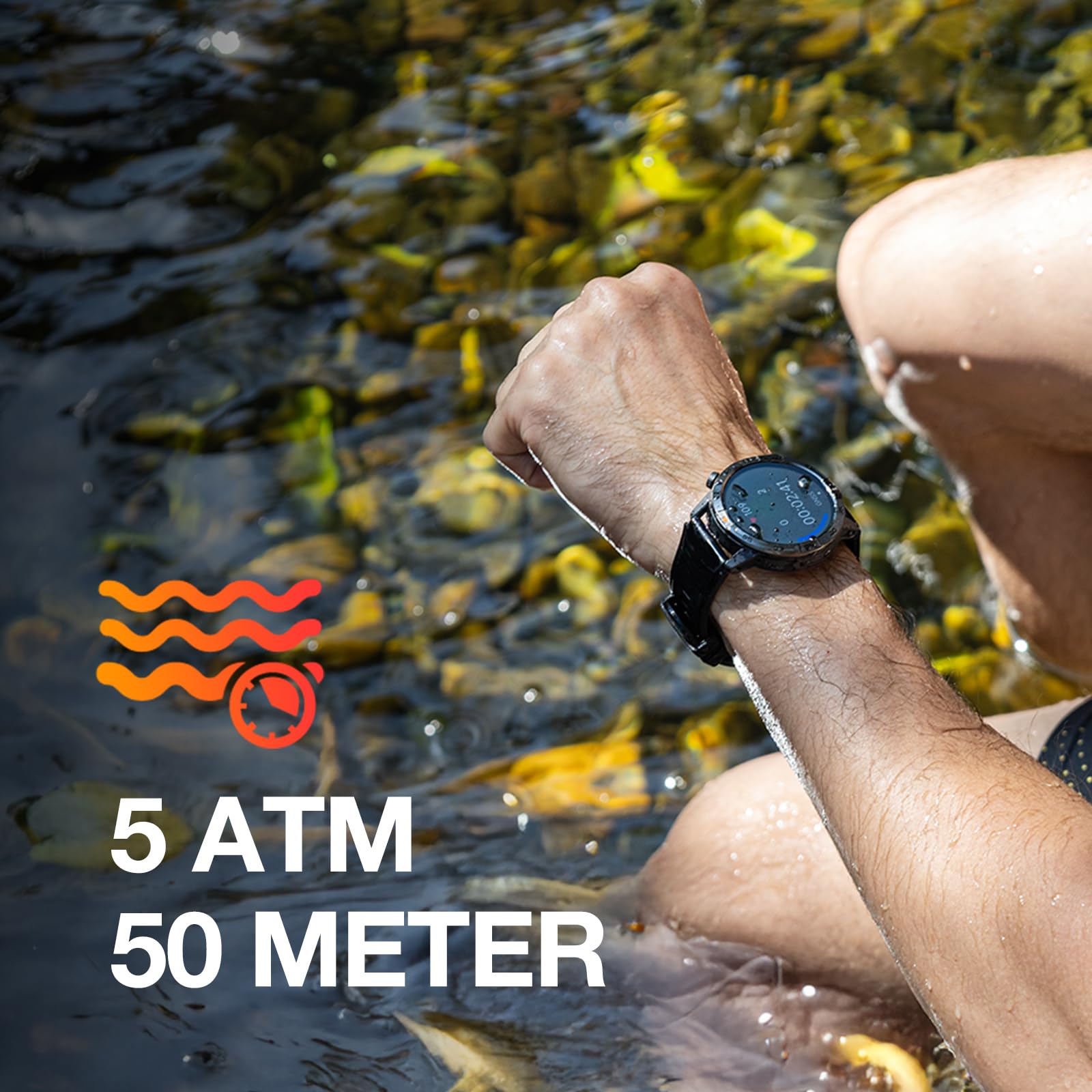 AGM Legion Pro Militär Smartwatch Herren, Robuste Fitnessuhr Wasserdicht 5ATM, 1,43" AMOLED Outdoor Sportuhr mit GPS, Offline-Karten für Routenaufzeichnung, MIL-STD-810H, Anrufe, 2 Armbänder