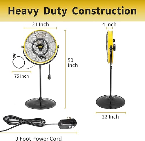 Miniatura 9 de HiCFM Ventilador de pedestal oscilante para exteriores de 30 pulgadas, resistente a la intemperie, carcasa IP44 de 13 HP, cable de 9 pies y enchufe
