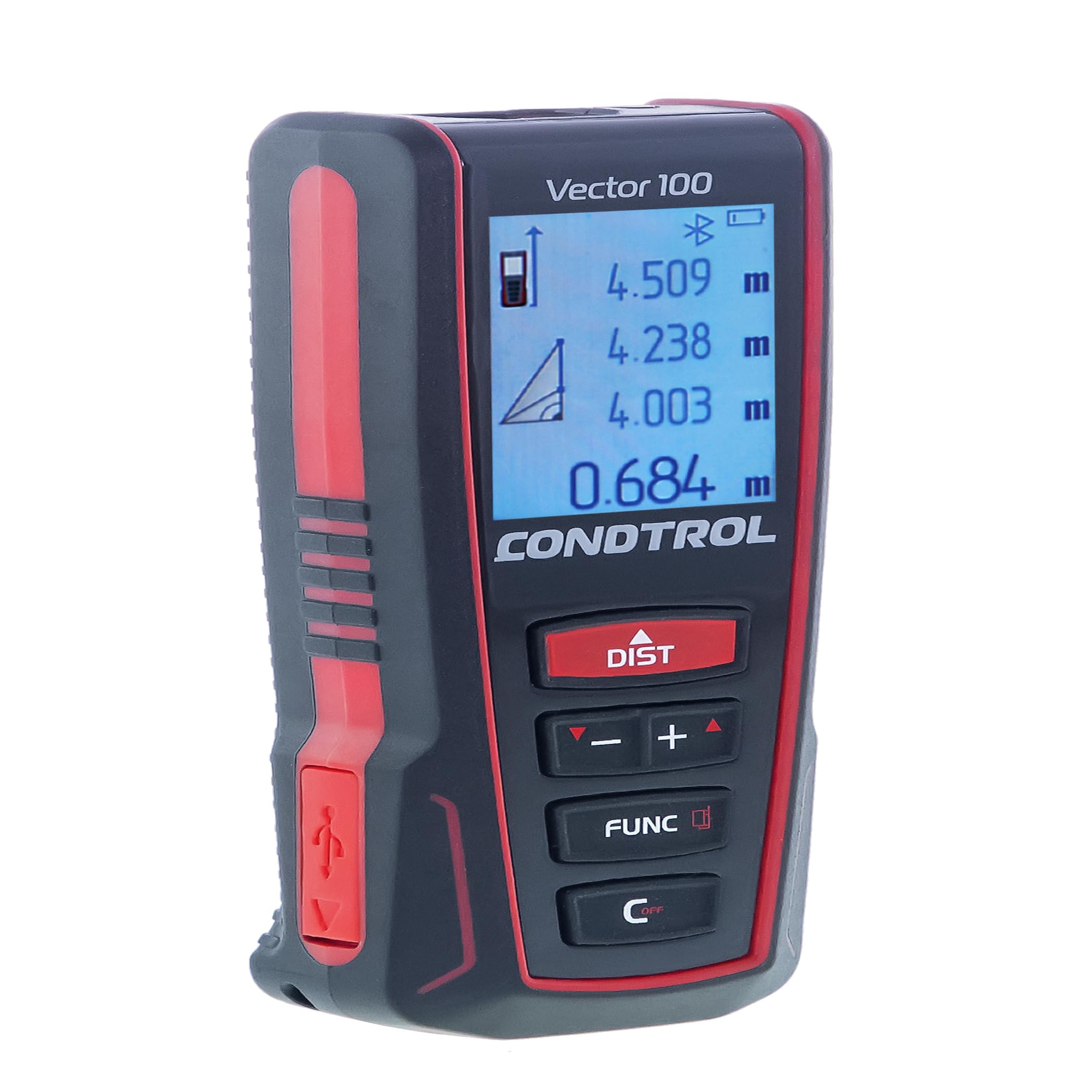 CONDTROL - Télémètre Vector 100 - Portée 0,05 à 100 Mètres - Mesure Précise Continue - Laser Rouge - Bluetooth - Garantie 2+1 Ans - Livré avec Accessoires