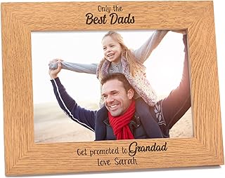 Personalised Fathers Day, Birthday, Christmas Gifts for Daddy, Dad, Grandad, Grandpa ENGRAVED Photo Frame - Only The Best Dads Get Promoted To Grandad Photo Frame - 5" x 7" and 6" x 4" Sizes