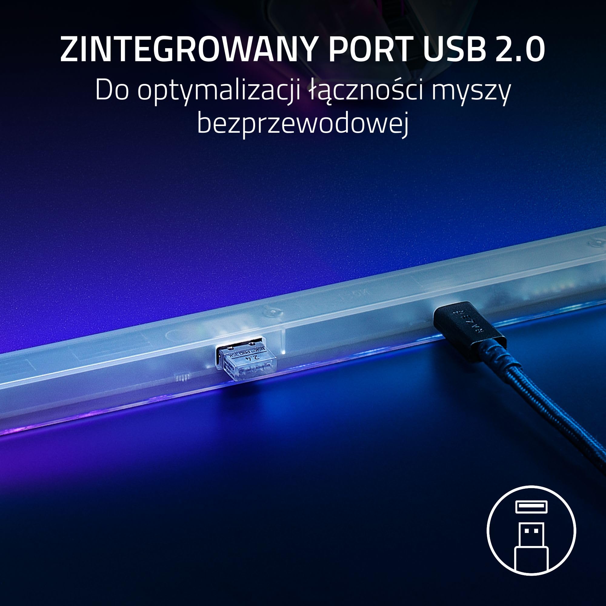 Razer Firefly V2 Pro Phantom White - W pełni podświetlana podkładka pod mysz do gier RGB - Powierzchnia z mikrostrukturą - Antypoślizgowa podstawa - Hub USB - 360x278 mm | Edycja Phantom White