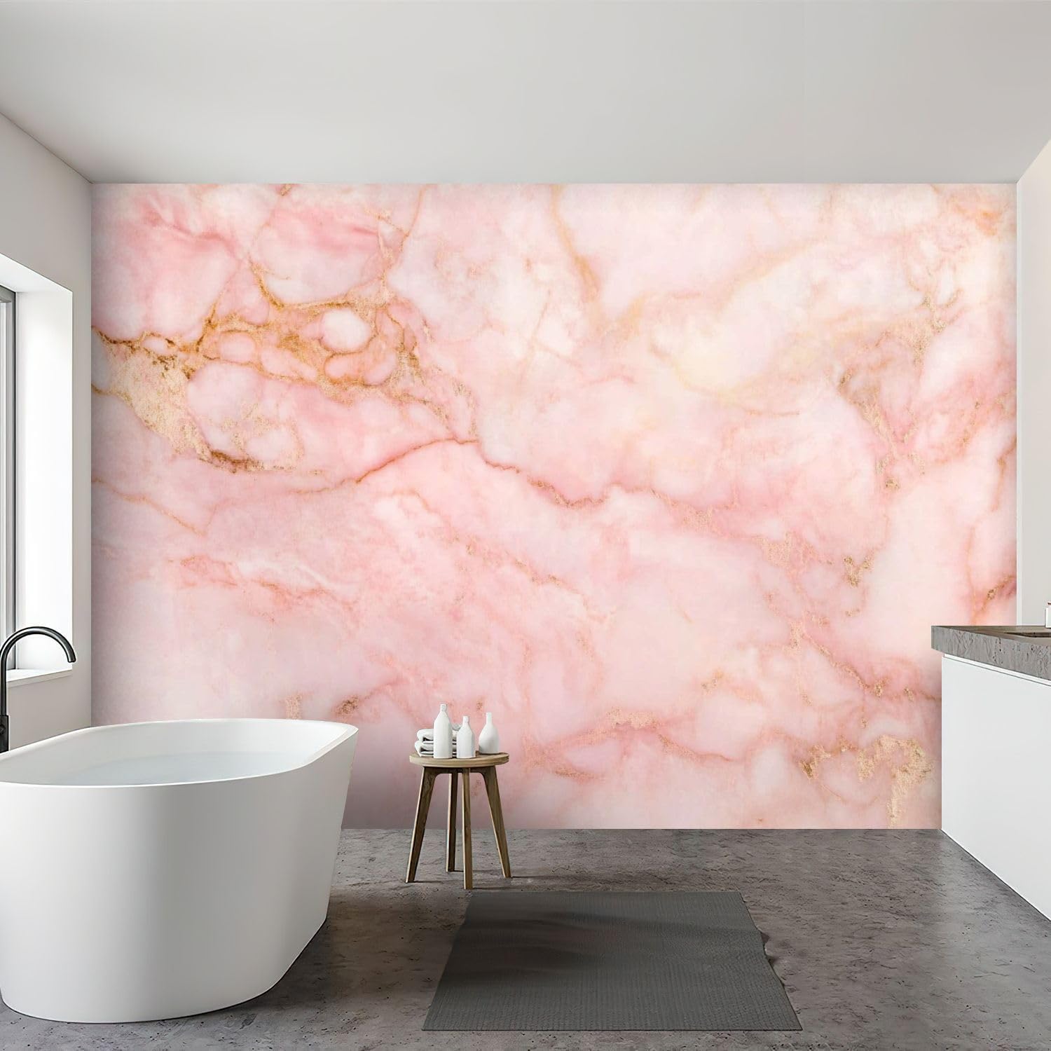 Wall Mural Peel & Stick Rose Gold Marble Texture Natural Pattern for Art Work Tiles Stone Self-Adhesive Wallpaper Removable Wall Decal Wall Sticker Home Decor for Living Room Bedroom 100"x144"
