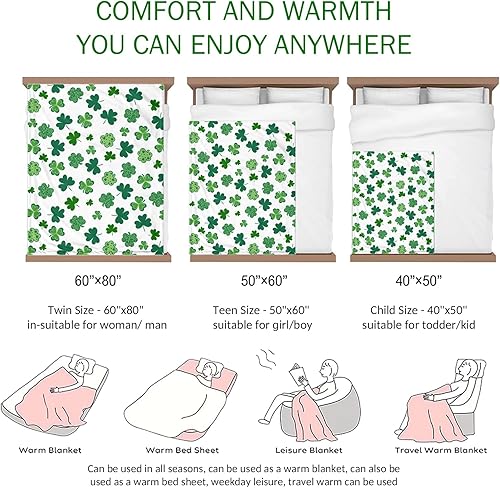 Miniatura 6 de Mantas de lujo para el día de San Patricio, manta mullida cálida y acogedora para sofá, manta de vacaciones de primavera de temporada para sofá,