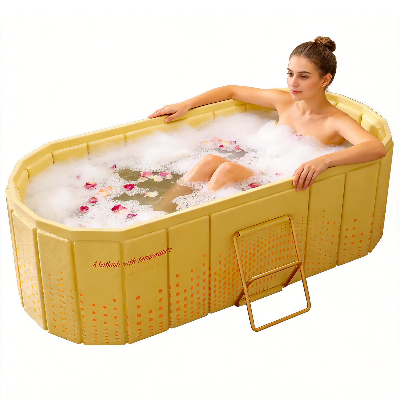 Portable Bathtub for Adult 47" Large Collapsible Cold Plunge Bathtub Foldable No Installation Ice Bath Tub for Shower Stall, Bathroom Hot SPA Soaking