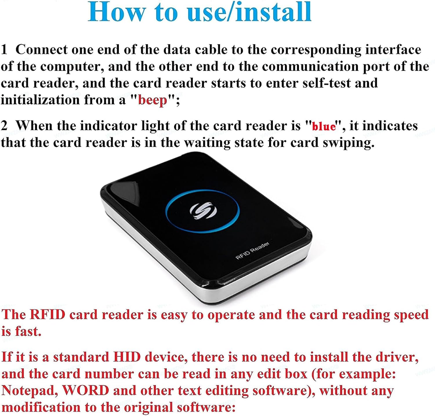 RFID Reader Metal Case ID IC Card Reader 125KHz/13.56Mhz Reader Scanner Long Range Dual Frequency Reads TK4001 EM4100 NFC Card MFS50S70 and Other 14443A Protocol Tags