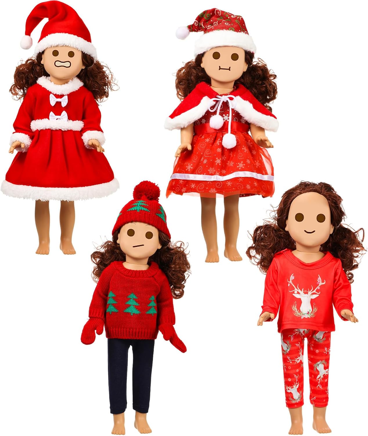 BBTO 4 Sets Christmas Doll Clothes Christmas Clothes Dress