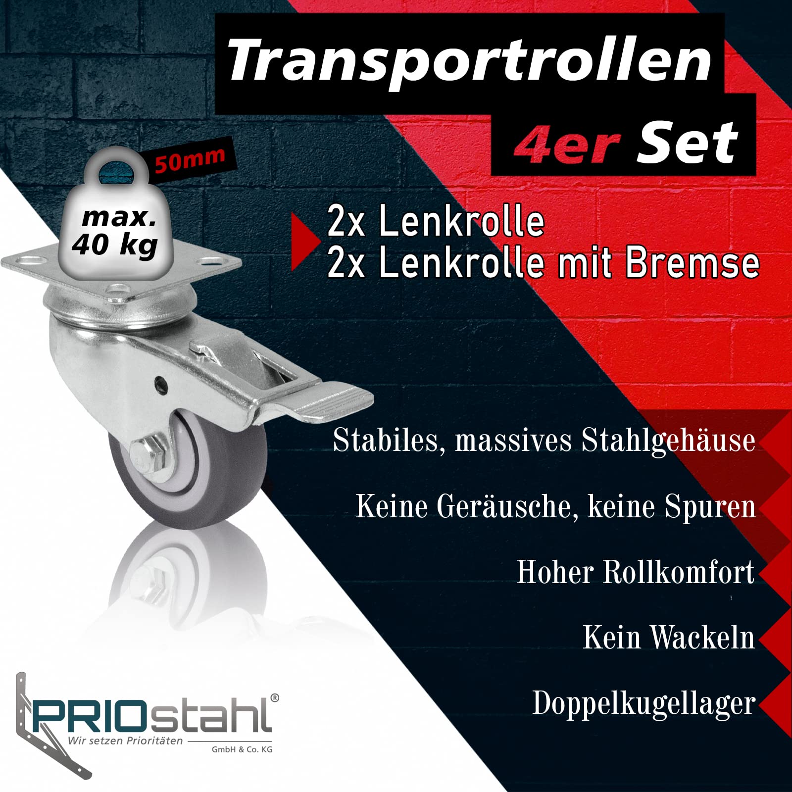 BS Rollen Lenkrolle A320.A85.075 Gummi feststellbar 75 BS Rollen Lenkrolle A320.A85.075 Gummi feststellbar 75