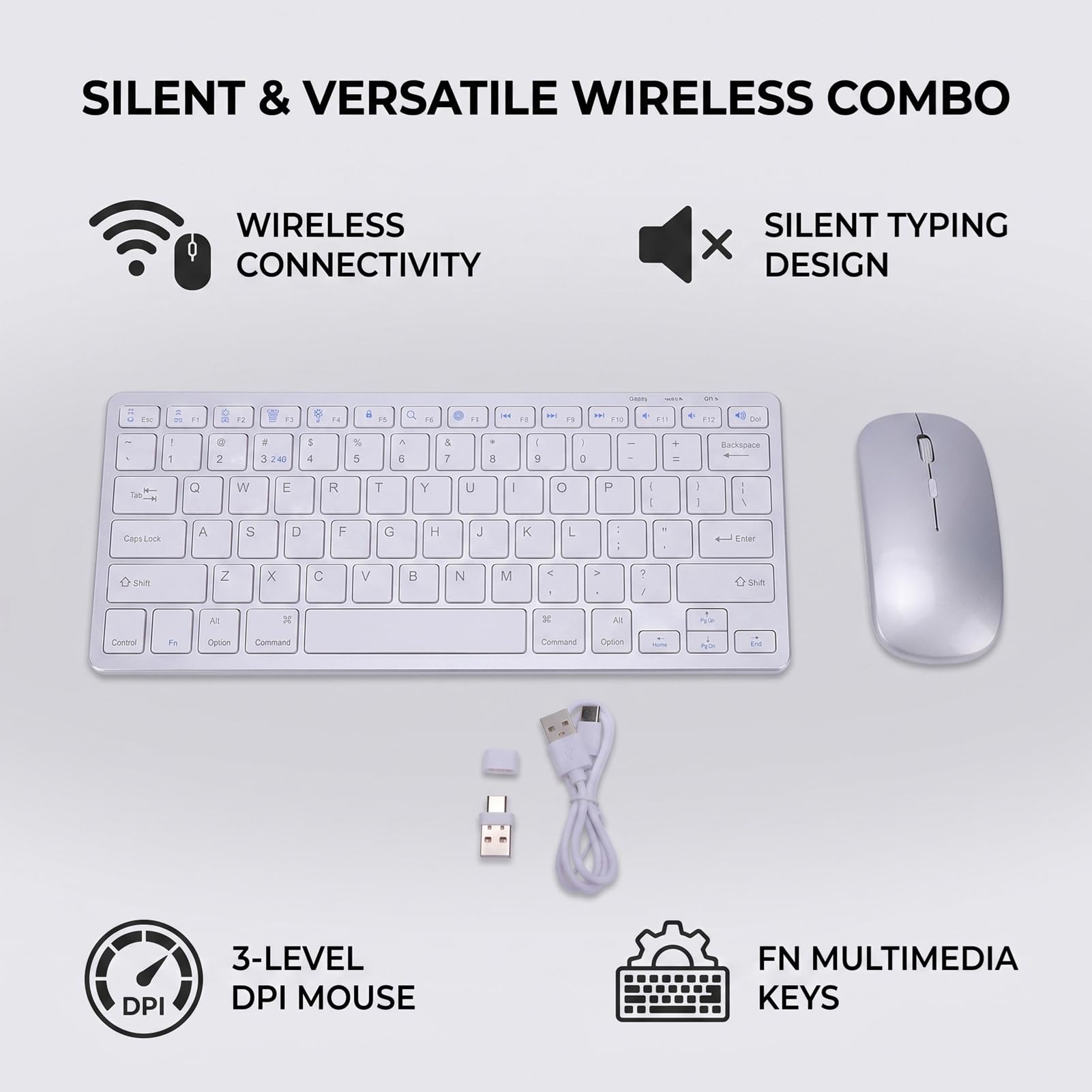 Teclado y Ratón Inalámbrico Combo dpi Ajustable
