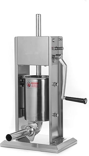 Miniatura 4 de Relleno de salchichas vertical de acero inoxidable, astilla, doble velocidad, fácil de limpiar (7 libras3 L)