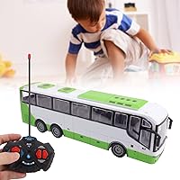 Vista 5 de FOSA Autobús de control remoto, simulación de luz LED, autobús escolar RC 1/30, fácil control, juguete electrónico del vehículo, niña (blanco verde)