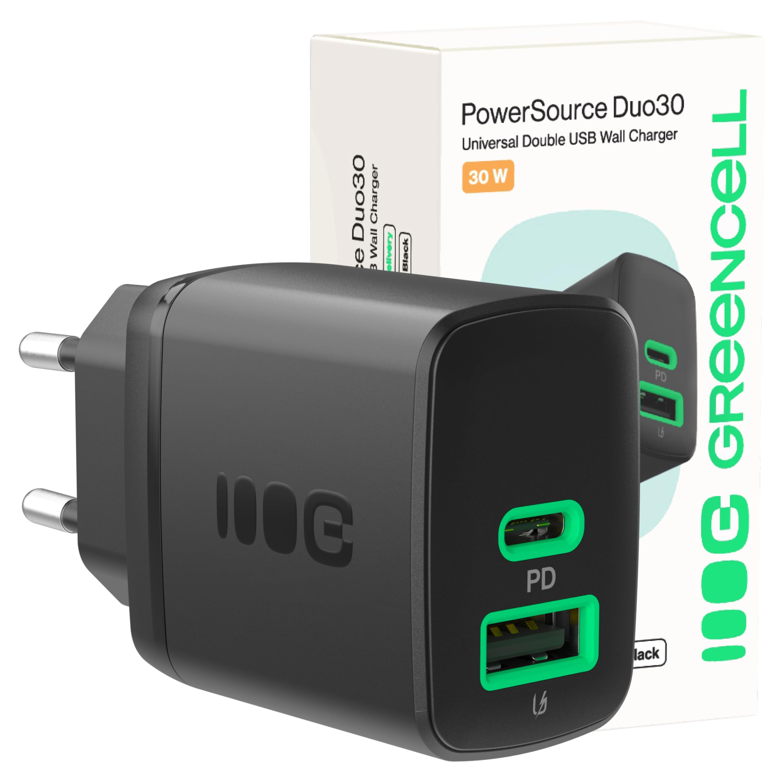 Caricabatterie GaN USB-A E USB-C™ Power Delivery 30W Ricarica Rapida Bianco Fontastic