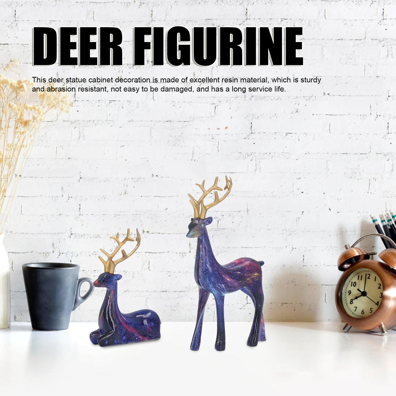 Amazon.co.jp: クリスマストナカイ置物、2個の鹿の置物像、鹿の