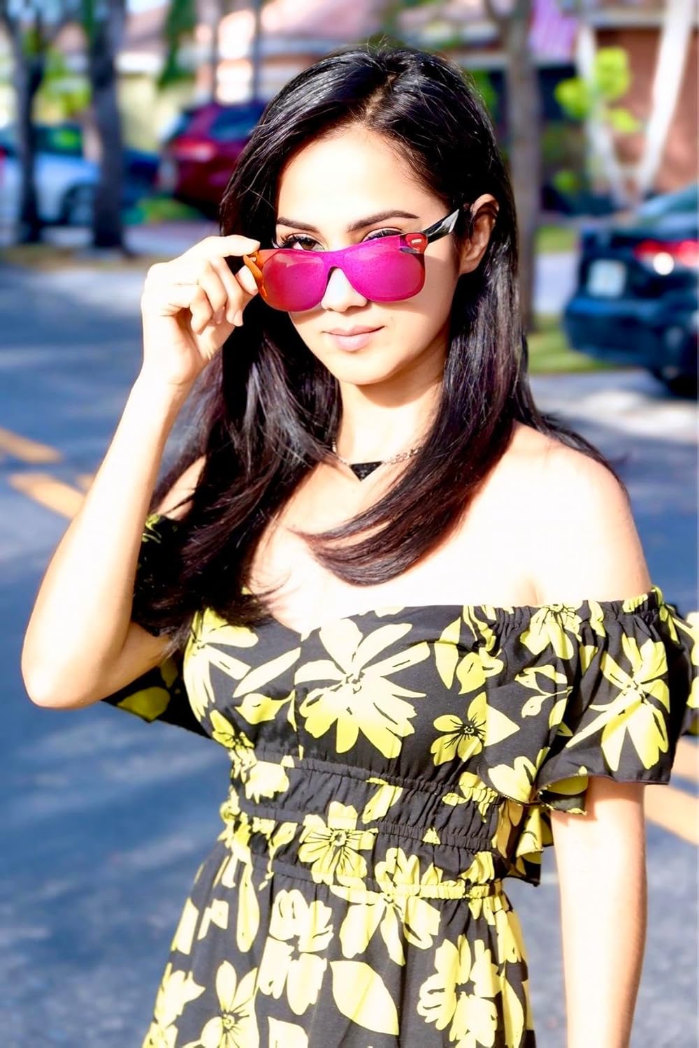 FEISEDY Trendy Rimless Mirrored One Piece Lens Sunglasses Reflective Sun Glasses B4114 - Image 2