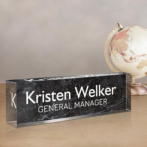 Gowellly - Placa de nombre personalizada de escritorio  Placa de nombre acrílica personalizada para escritorio  Logotipo personalizado