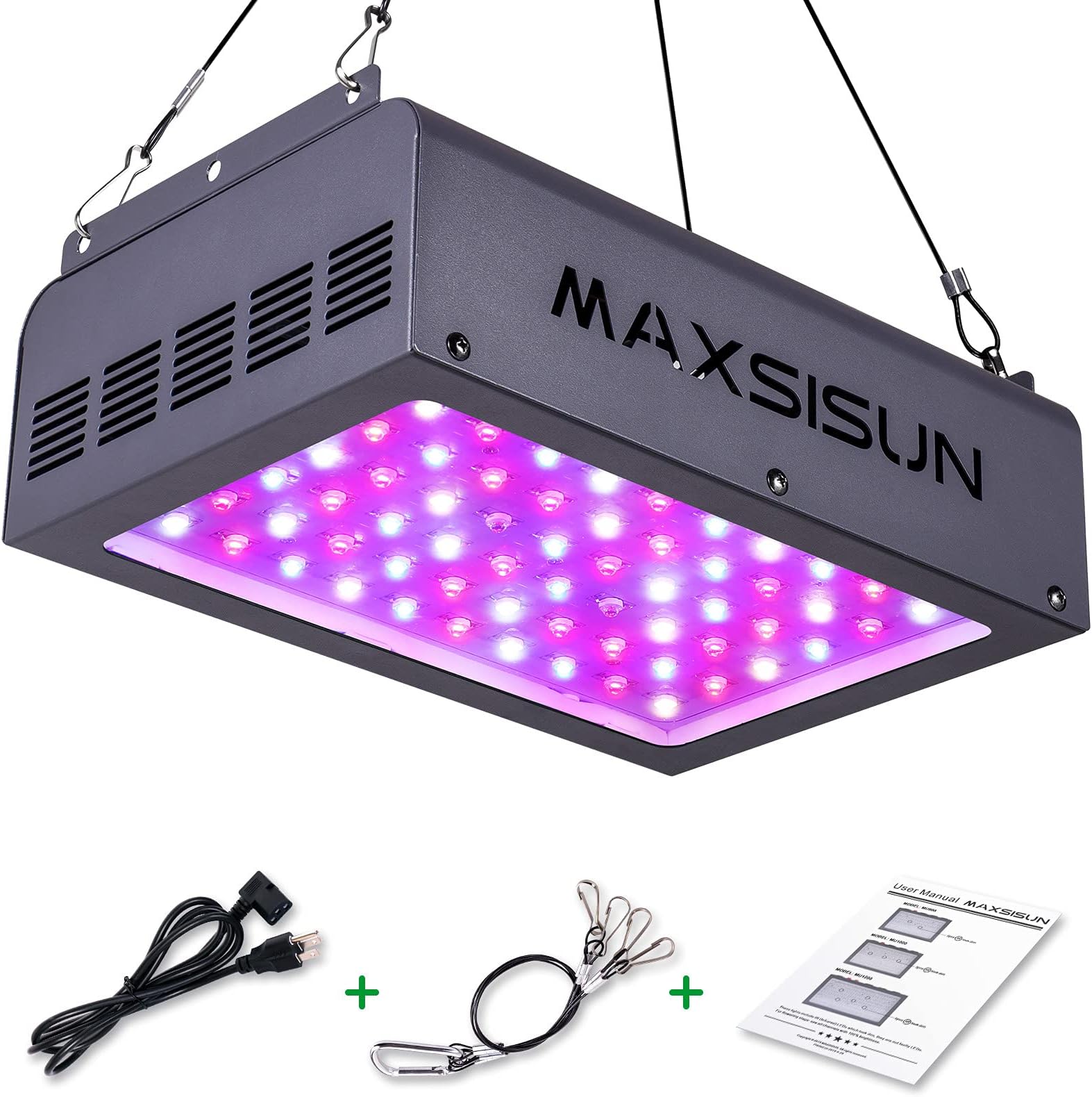 MAXSISUN 600W LED Grow Light, Full Spectrum LED Grow Lights for Indoor Plants Veg and Bloom, Plant Growing Lamps to Cover a 2x2ft Flowering Space (60pcs 10W Double Chips)