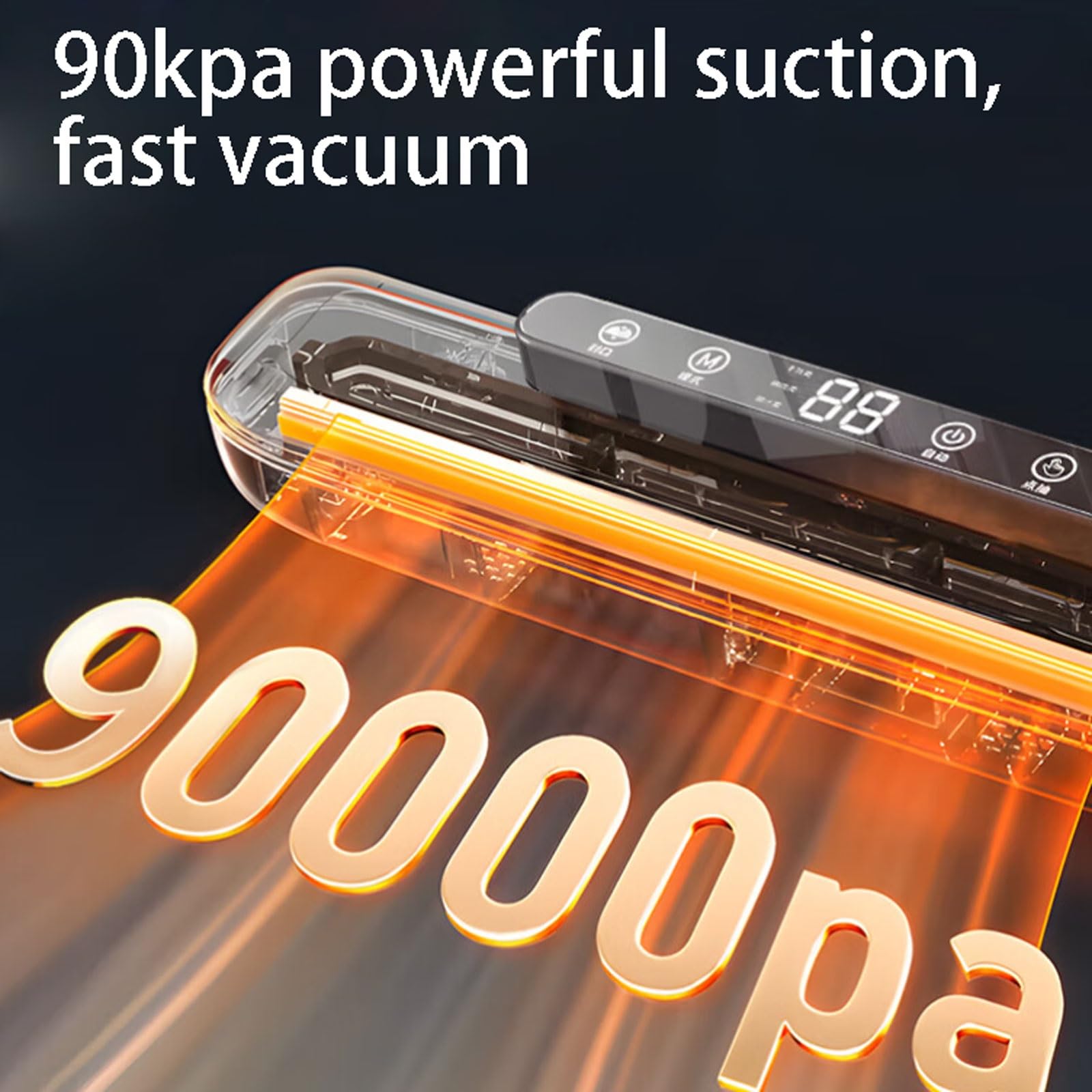 Zgrzewarka próżniowa, Z cyfrowym timerem odliczającym, kompaktowa, w pełni automatyczna zgrzewarka o mocy 90 kPa, z silnym ssaniem, tryby pracy na sucho i mokro