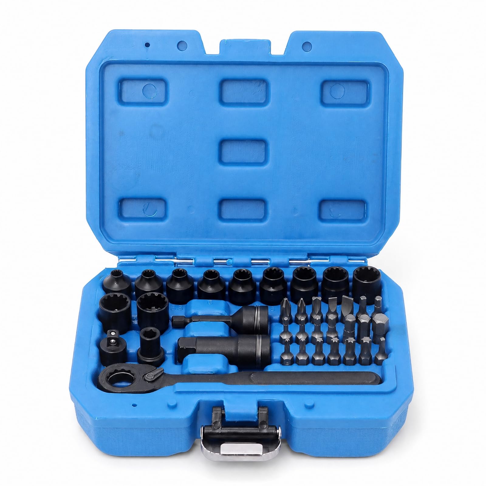Harilla 37 Pezzi Set di Cricchetti con Attacco da 1/4 di Pollice Portatile Set Bussole Metriche con Cricchetto Resisn per Meccanici