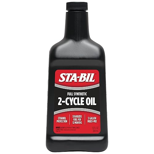 STA-BIL Full Synthetic 2-Cycle Oil - With Fuel Stabilizer For Up To 12 Months Protection - 5 Gallon Multi-Mix - 50:1/40:1 Mix Ratios - Low Smoke Formula, 13 fl. oz. (22404)