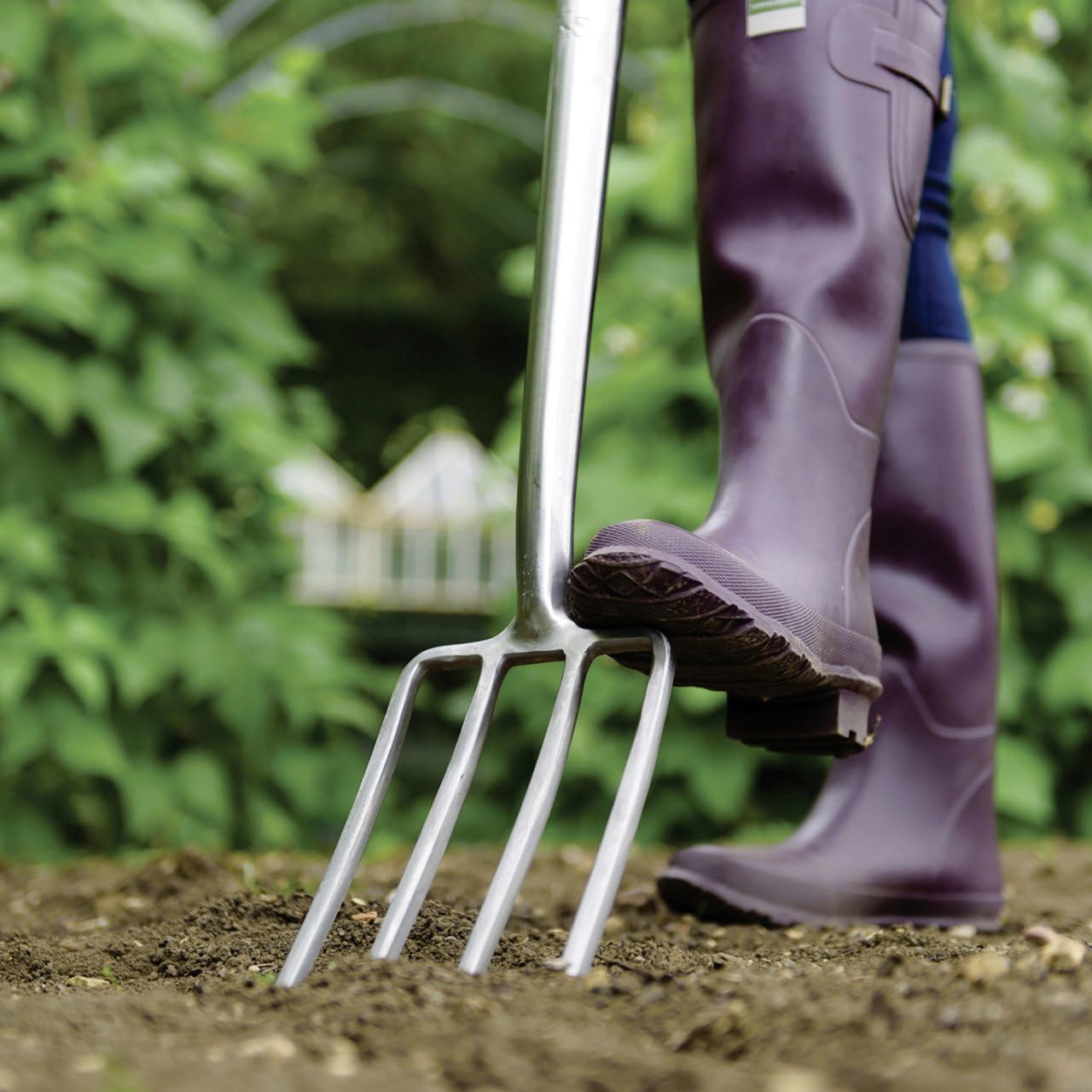 Kent & Stowe Forchetta per aiuole – Forcone da giardino in acciaio inossidabile, forca per aiuole strette, manico in frassino, lunghezza: 104 cm