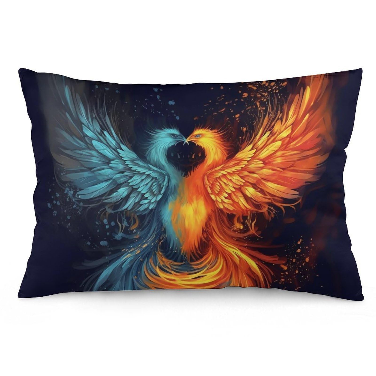 2 Pack Pillow Cases for Hair and Skin, Soft Breathable Pillow Case Covers with Hidden Zipper, Fire and Water Phoenix Pillowcase 16 "x24 Pillow Covers for Sleeping Gift