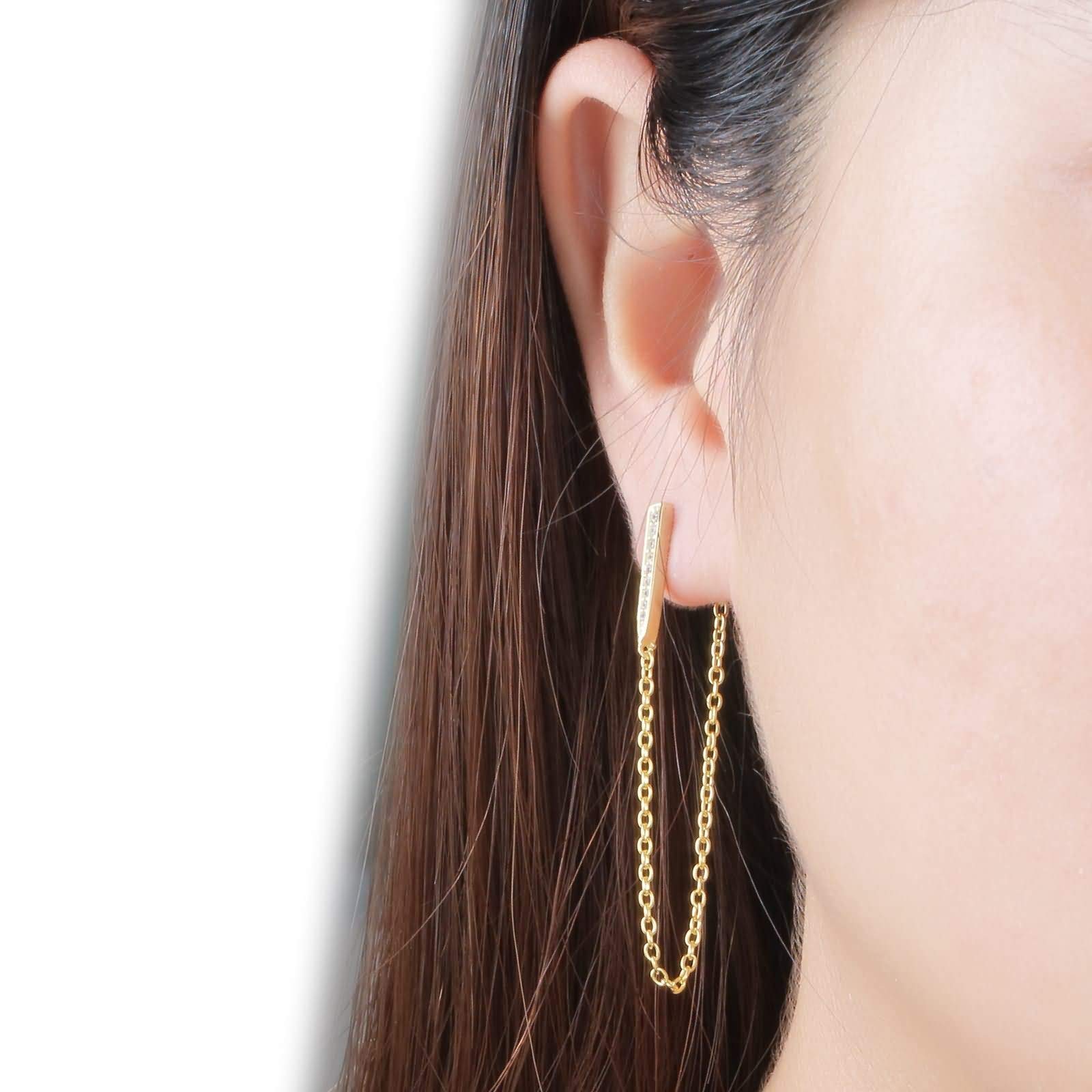 Ohrringe zur Hochzeit Silber 925, Ohrringe zur Hochzeit Braut Kette Quaste mit Zirkonia