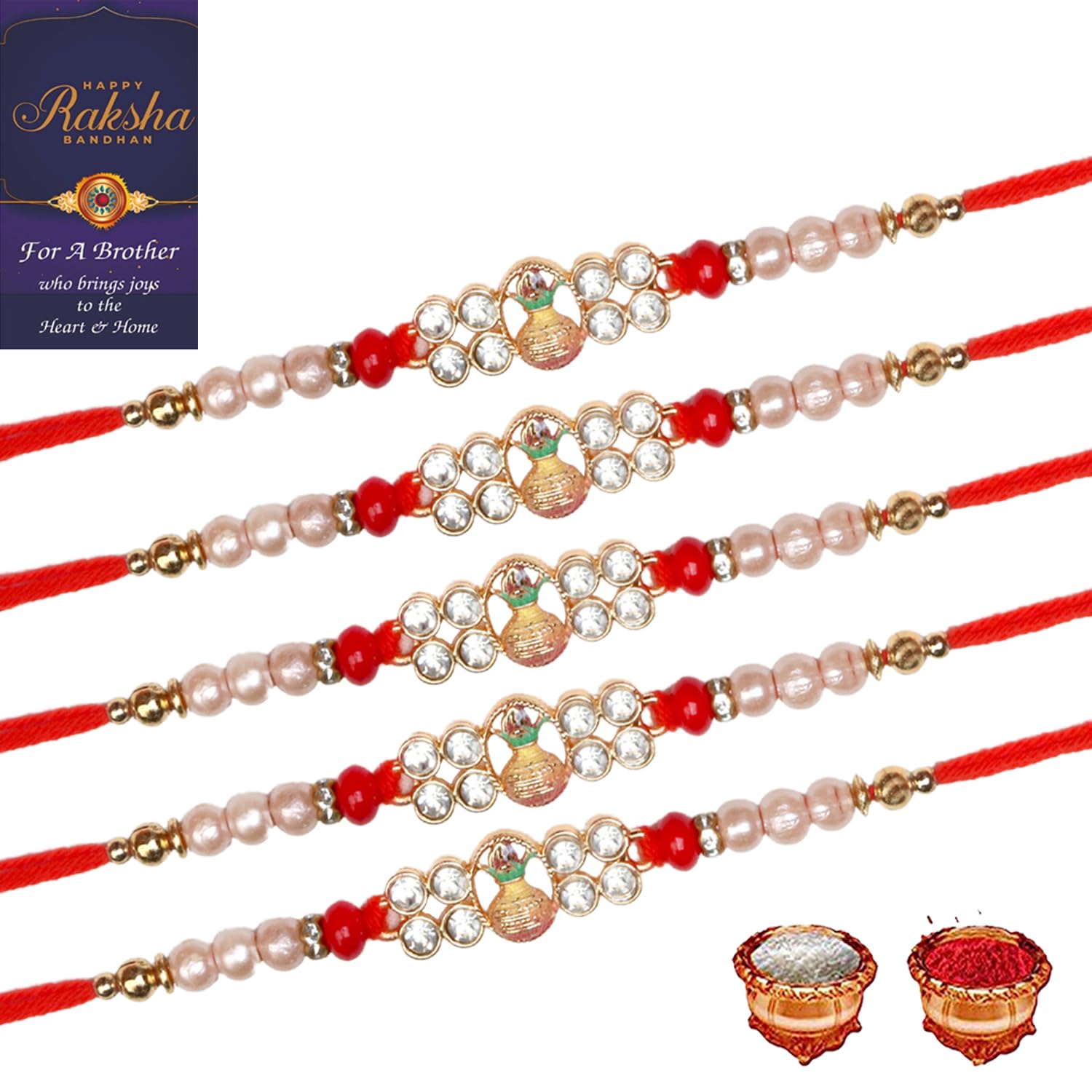 De Marquis 5 Rakhi Combo Set For Brother/Bhai/Bhaiya/Kids Roli Chawal Packet and Best Wishes Greeting Card Rakshabandhan Rakshasutra (B09C8CVBR2) Amazon Price History, Amazon Price Tracker