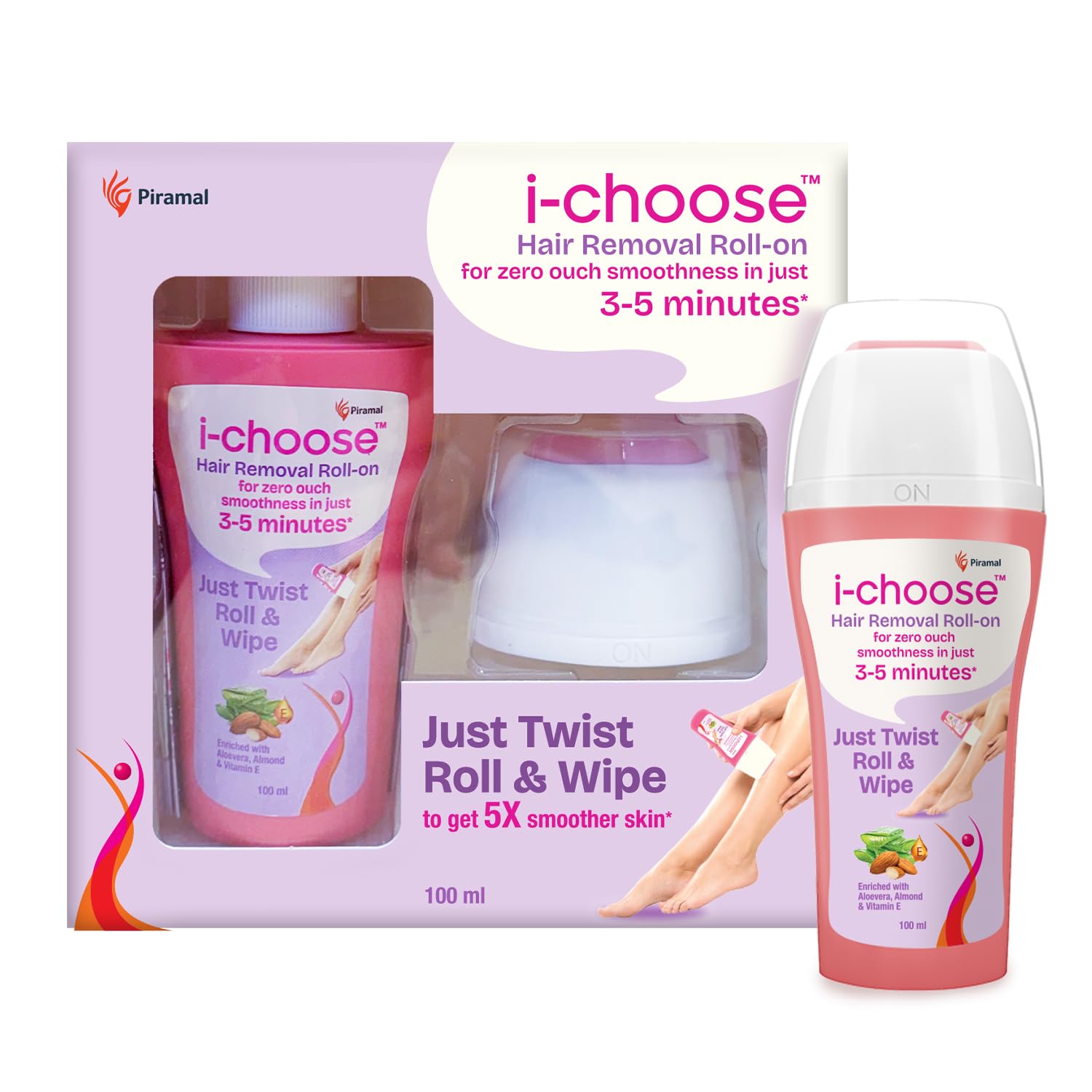 Hair Removal RollOn for women 100ml | For all skin types | Enriched with Natural Ingredients | For zero ouch smoothness in 3-5 mins | Twist Roll Wipe | Brightens and Hydrates Skin-picture-29