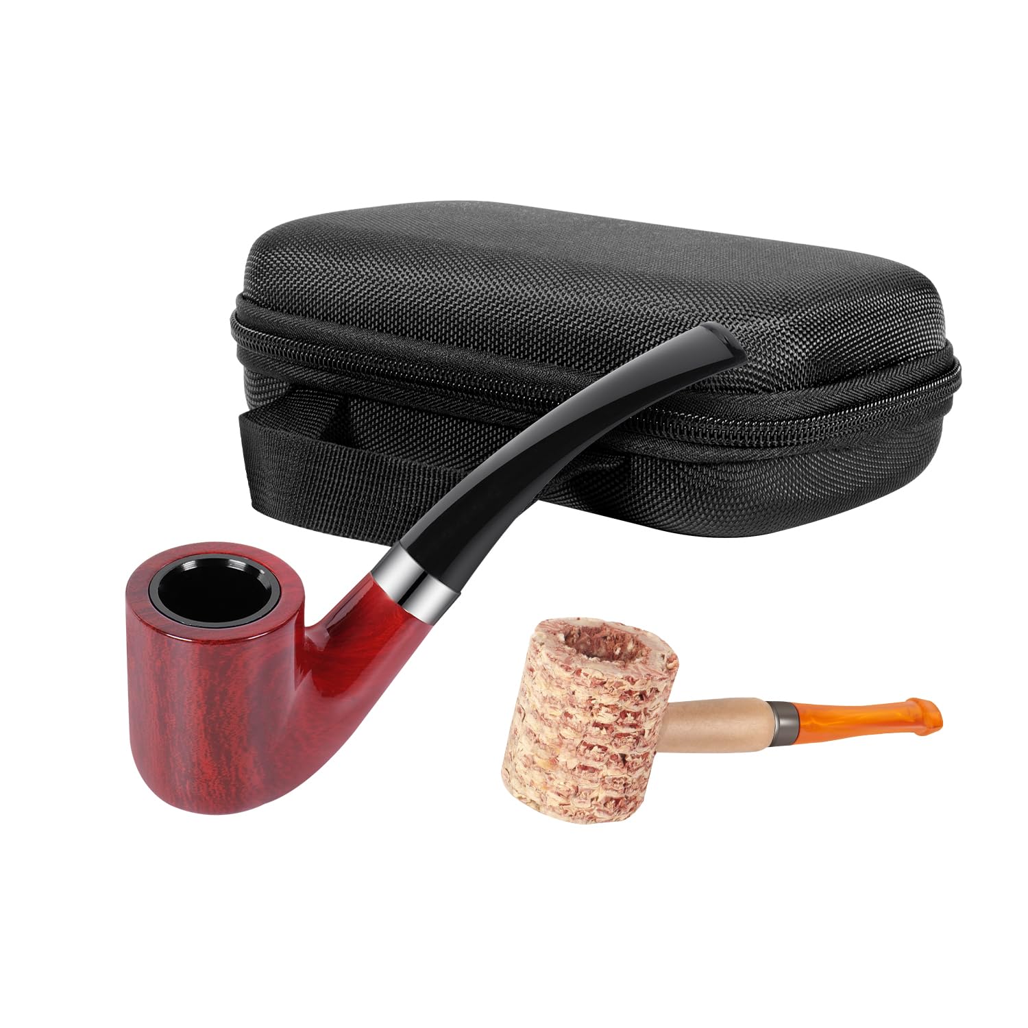 Premium Tobacco Pipe - Pipes Kit for Starters - Perfect Beginner Gift Box - With Carrying Case, Cleaner Strip and Many other accessories - A Gift Corn Cob Smoke Pipe Tobacco