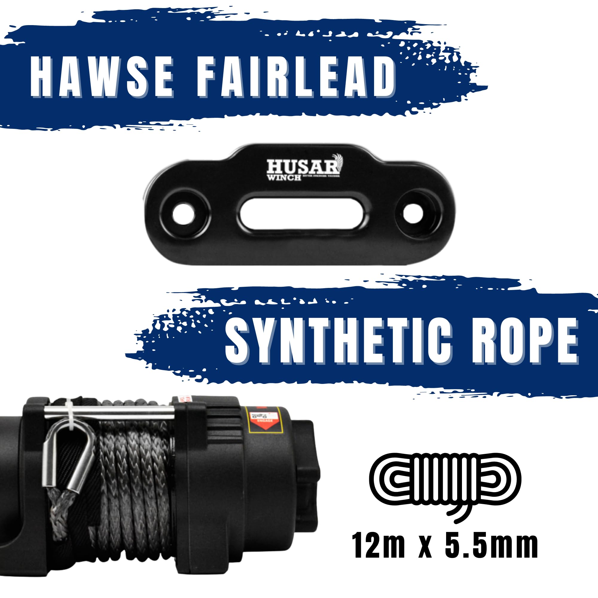 Treuil Électrique Husar 12V 2000 Lbs - Pour Quad Et ATV - Corde Acier 15m
