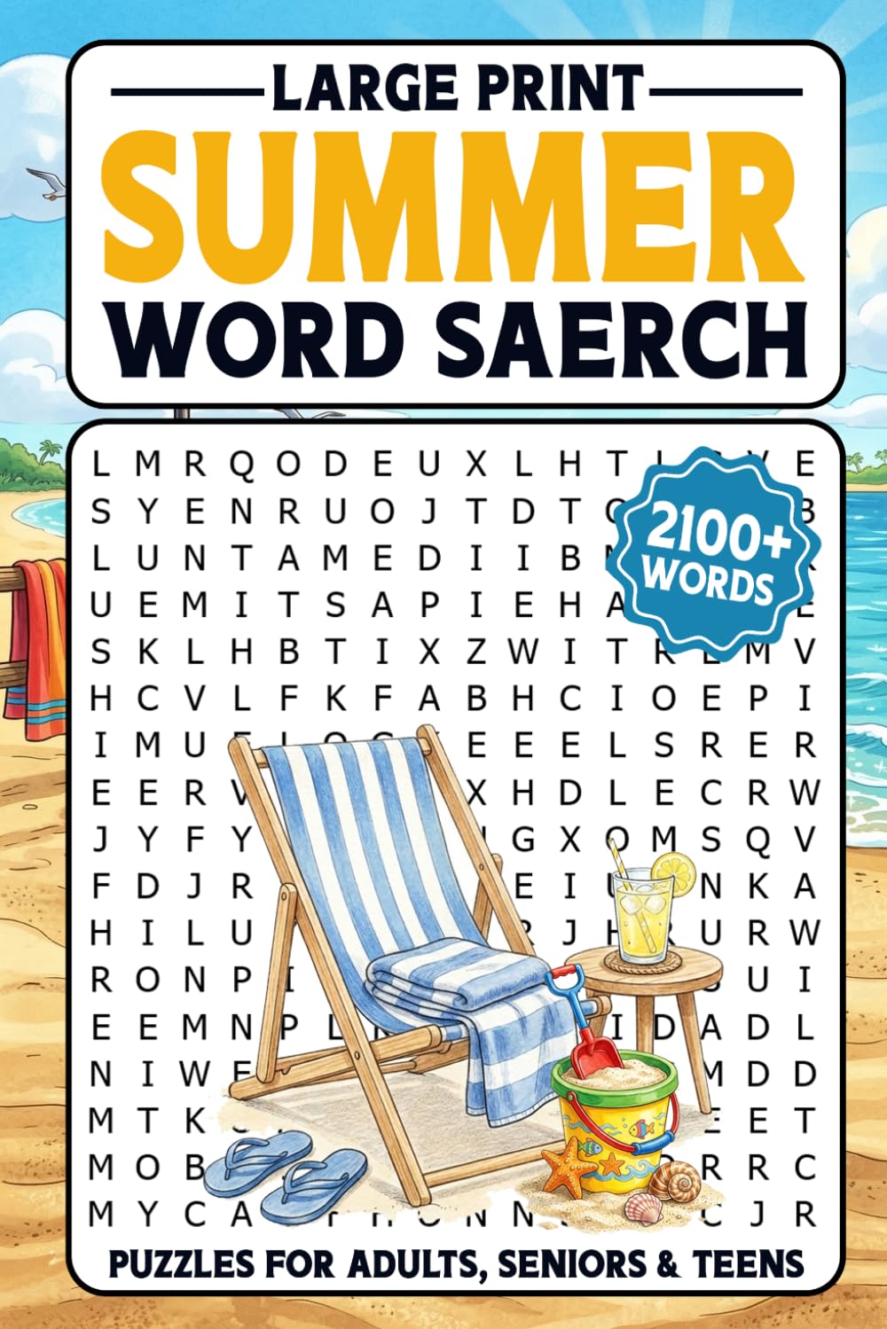Summer Word Search For Adults Large Print: 2100+ Relaxing Words, Seasonal Themed Word Find Puzzles For Seniors & Teens, Sunny Beaches Word Searches With Solutions