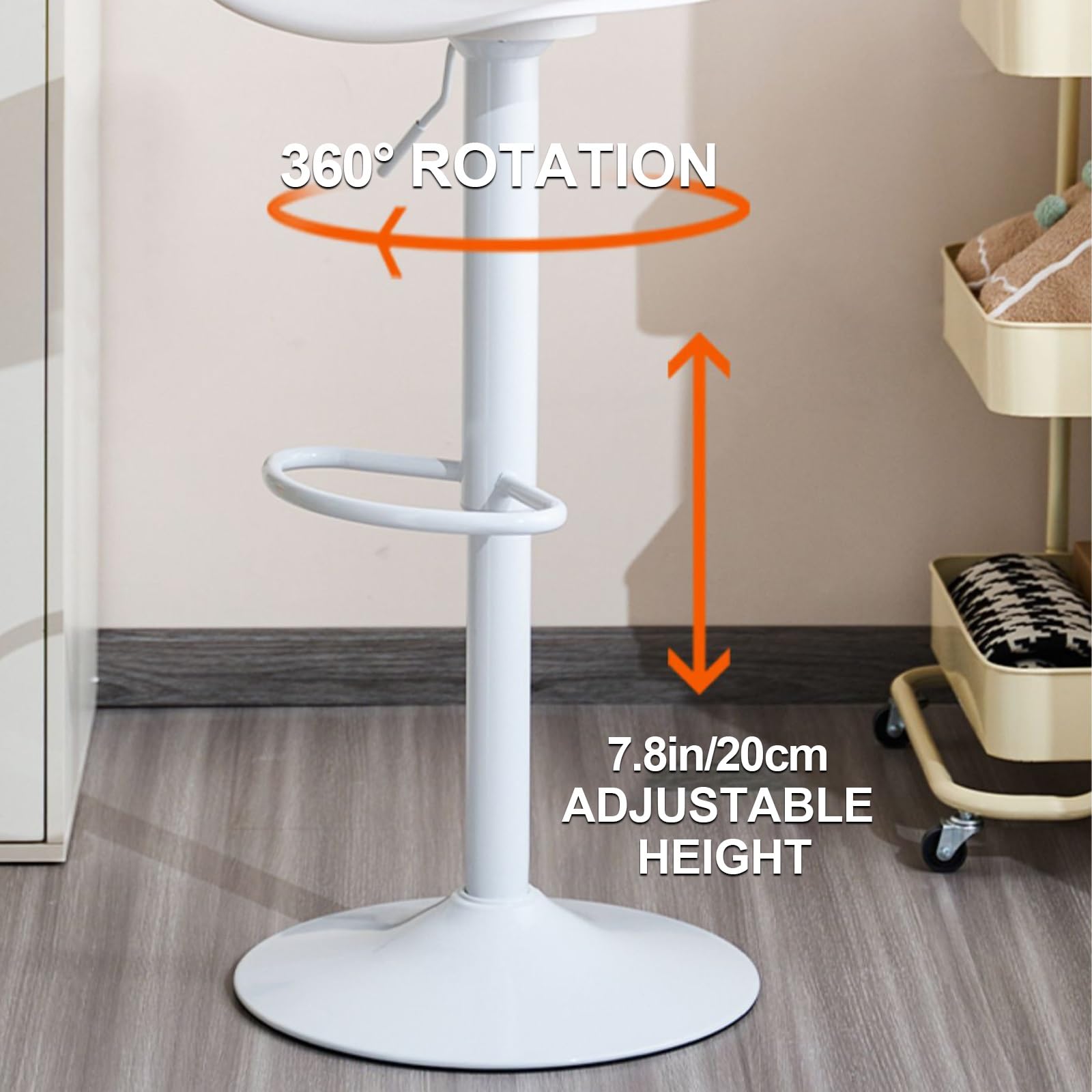 Tabourets de bar pivotants réglables à hauteur de comptoir pour îlot de cuisine, tabourets de bar modernes blancs, design ergonomique, parfaits pour la maison, les repas et les divertissements